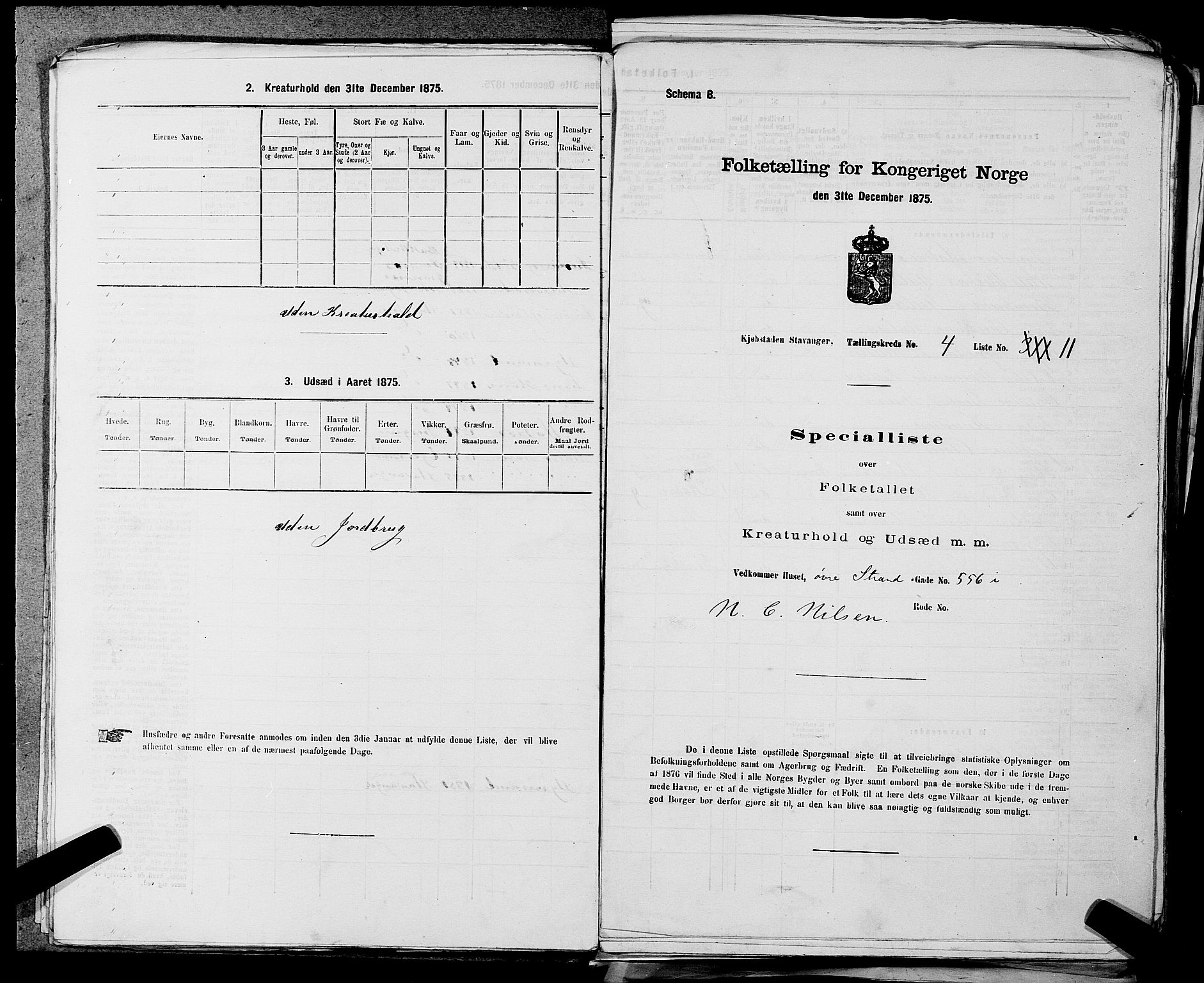 SAST, 1875 census for 1103 Stavanger, 1875, p. 665