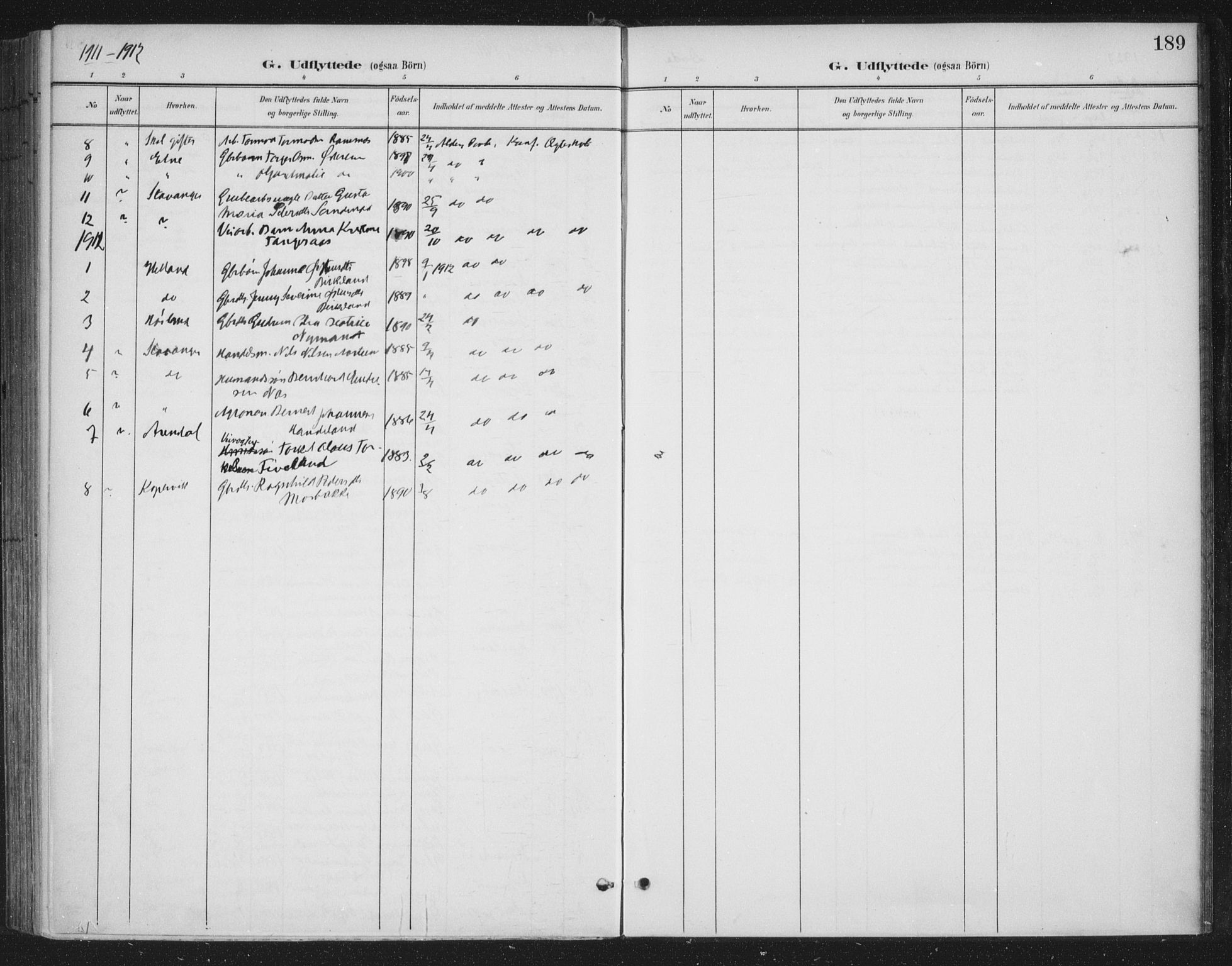 Sand sokneprestkontor, AV/SAST-A-101848/03/C/L0001: Parish register (official) no. A 7, 1899-1928, p. 189