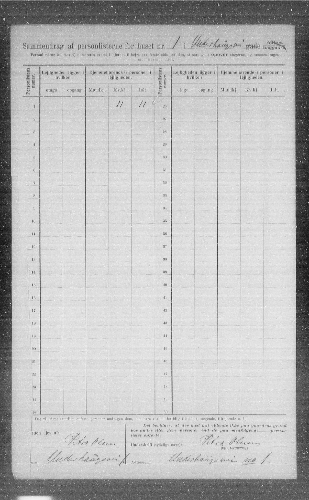 OBA, Municipal Census 1907 for Kristiania, 1907, p. 60910