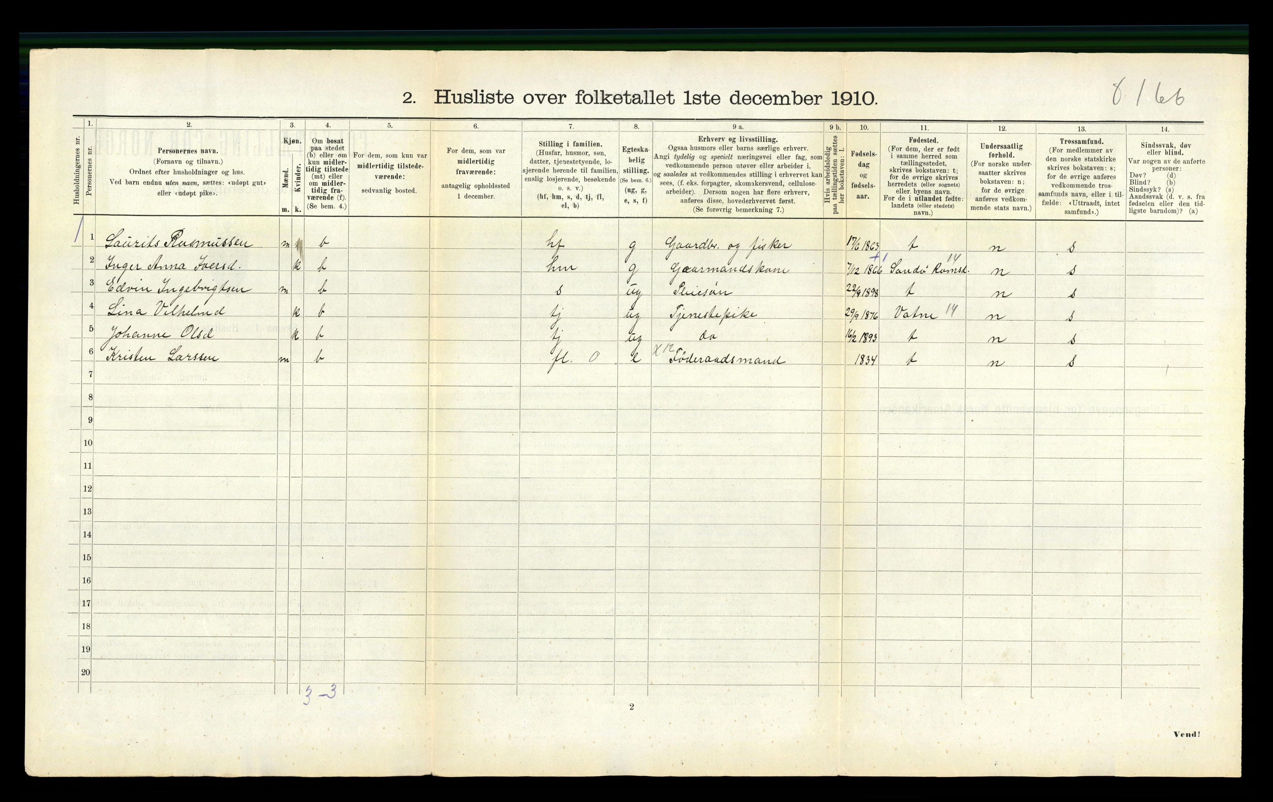 RA, 1910 census for Haram, 1910, p. 42