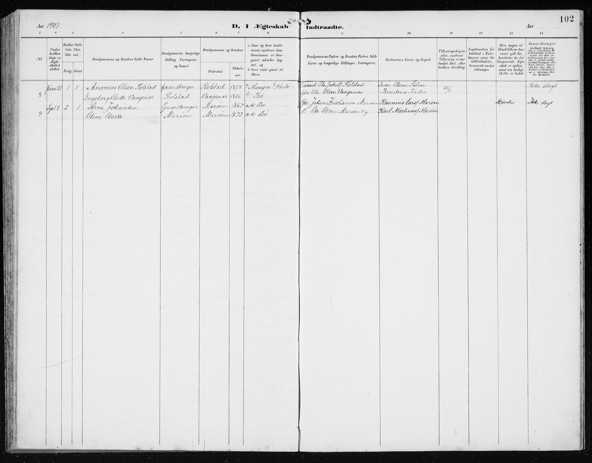 Manger sokneprestembete, AV/SAB-A-76801/H/Hab: Parish register (copy) no. B 3, 1891-1907, p. 102