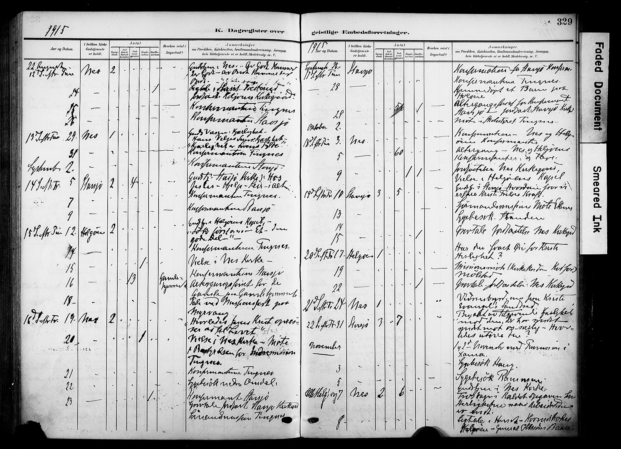 Nes prestekontor, Hedmark, AV/SAH-PREST-020/K/Ka/L0014: Parish register (official) no. 14, 1906-1929, p. 329