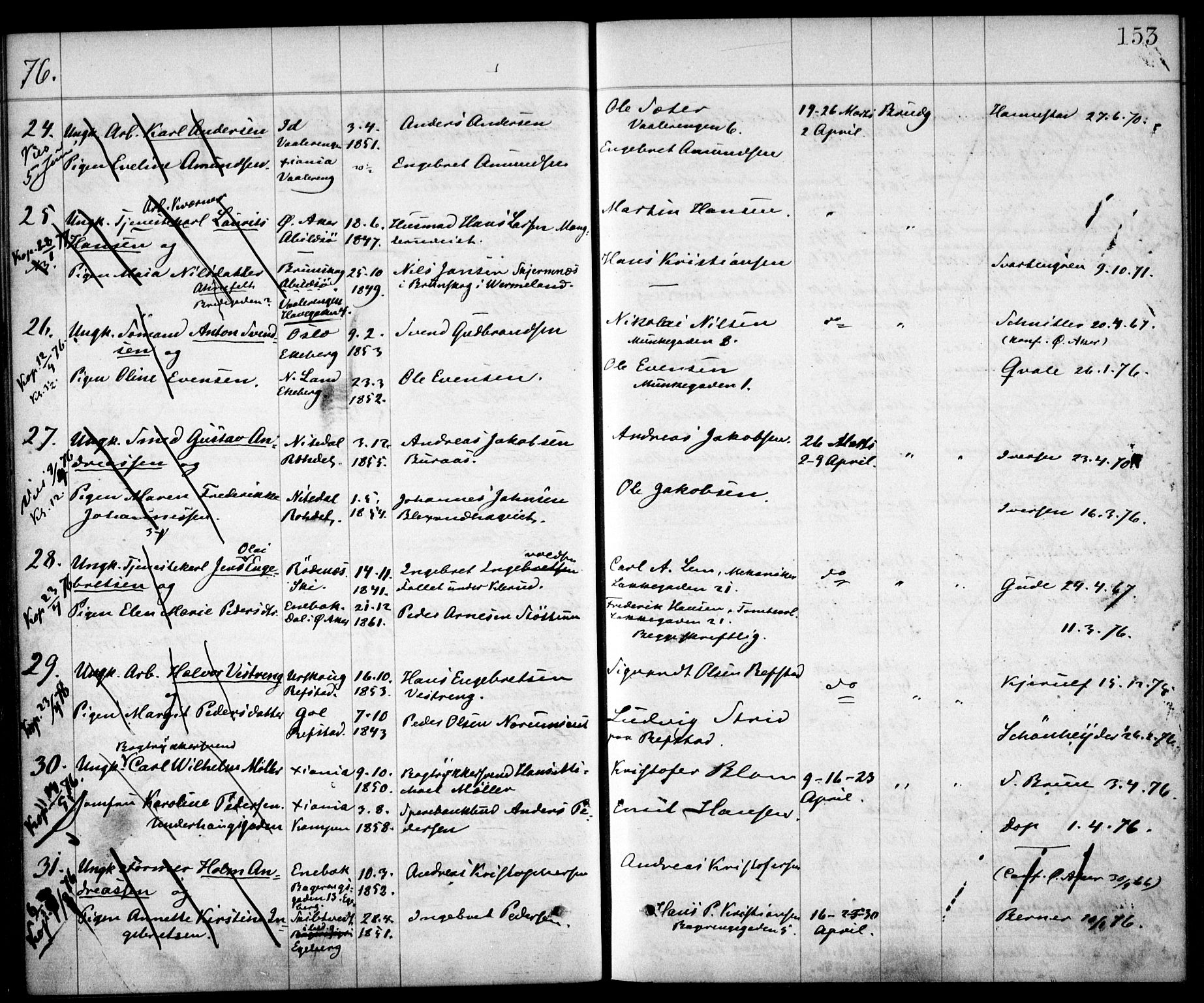 Østre Aker prestekontor Kirkebøker, AV/SAO-A-10840/H/Ha/L0001: Banns register no. I 1, 1861-1878, p. 153