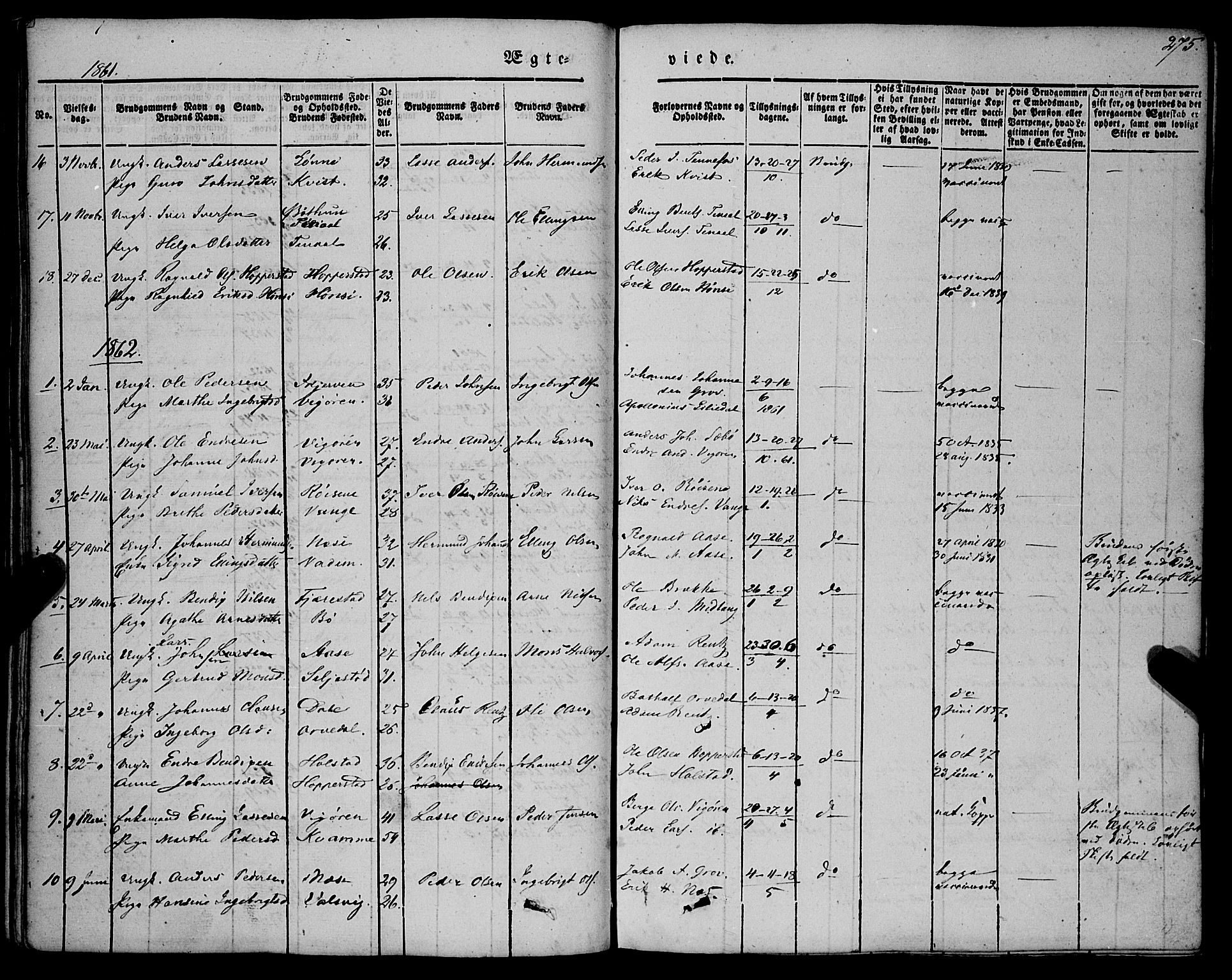 Vik sokneprestembete, AV/SAB-A-81501/H/Haa/Haaa/L0008: Parish register (official) no. A 8, 1846-1865, p. 275