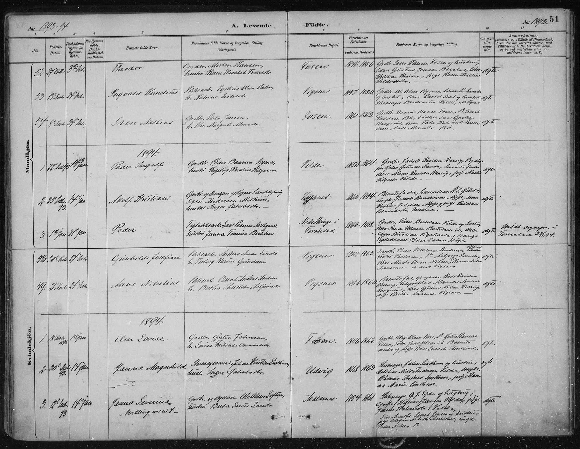 Avaldsnes sokneprestkontor, SAST/A -101851/H/Ha/Haa/L0017: Parish register (official) no. A 17, 1889-1920, p. 51