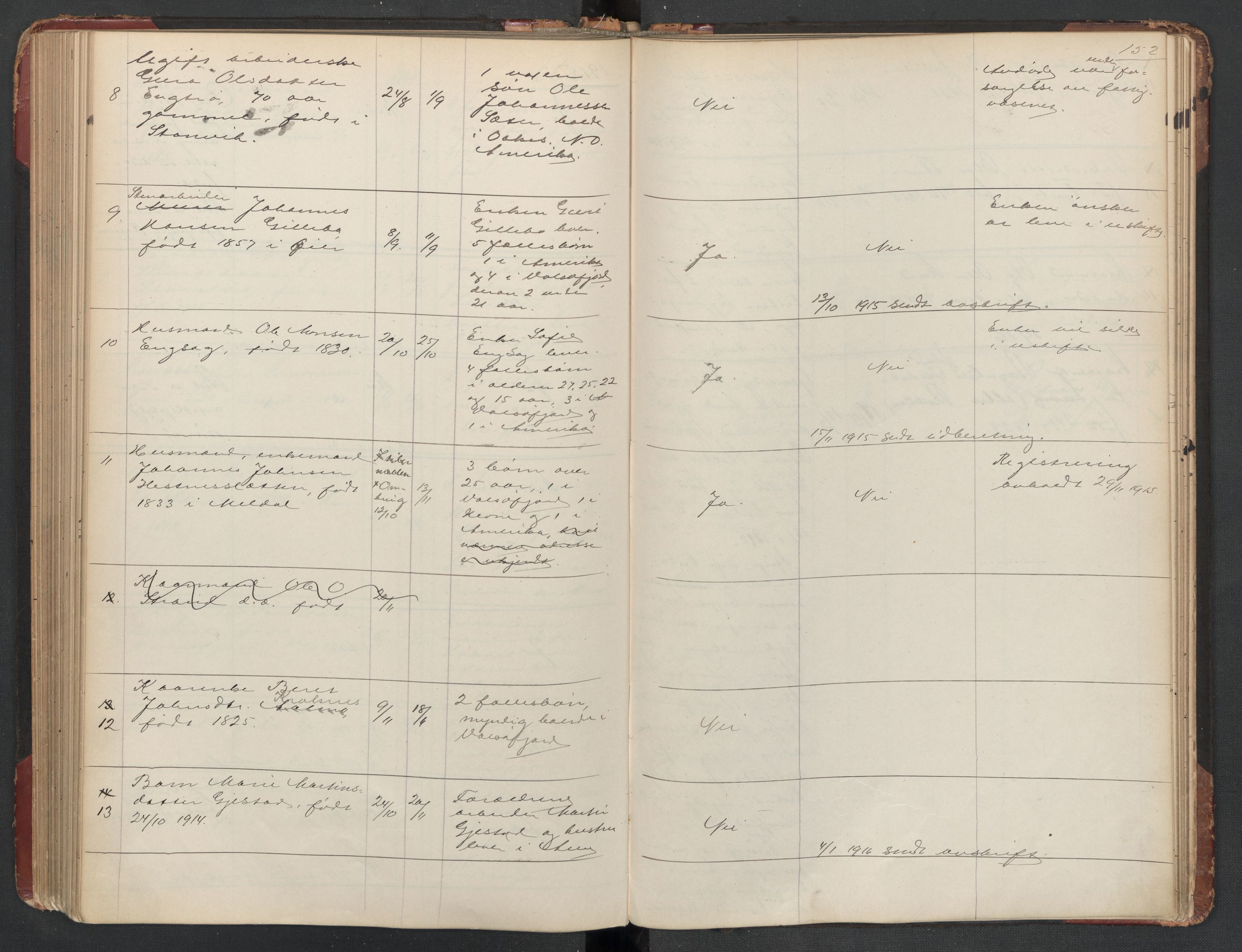 Aure lensmannskontor, AV/SAT-A-1088/1/02/L0003: 2.01.03 Dødsfallsprotokoll, 1906-1926, p. 152