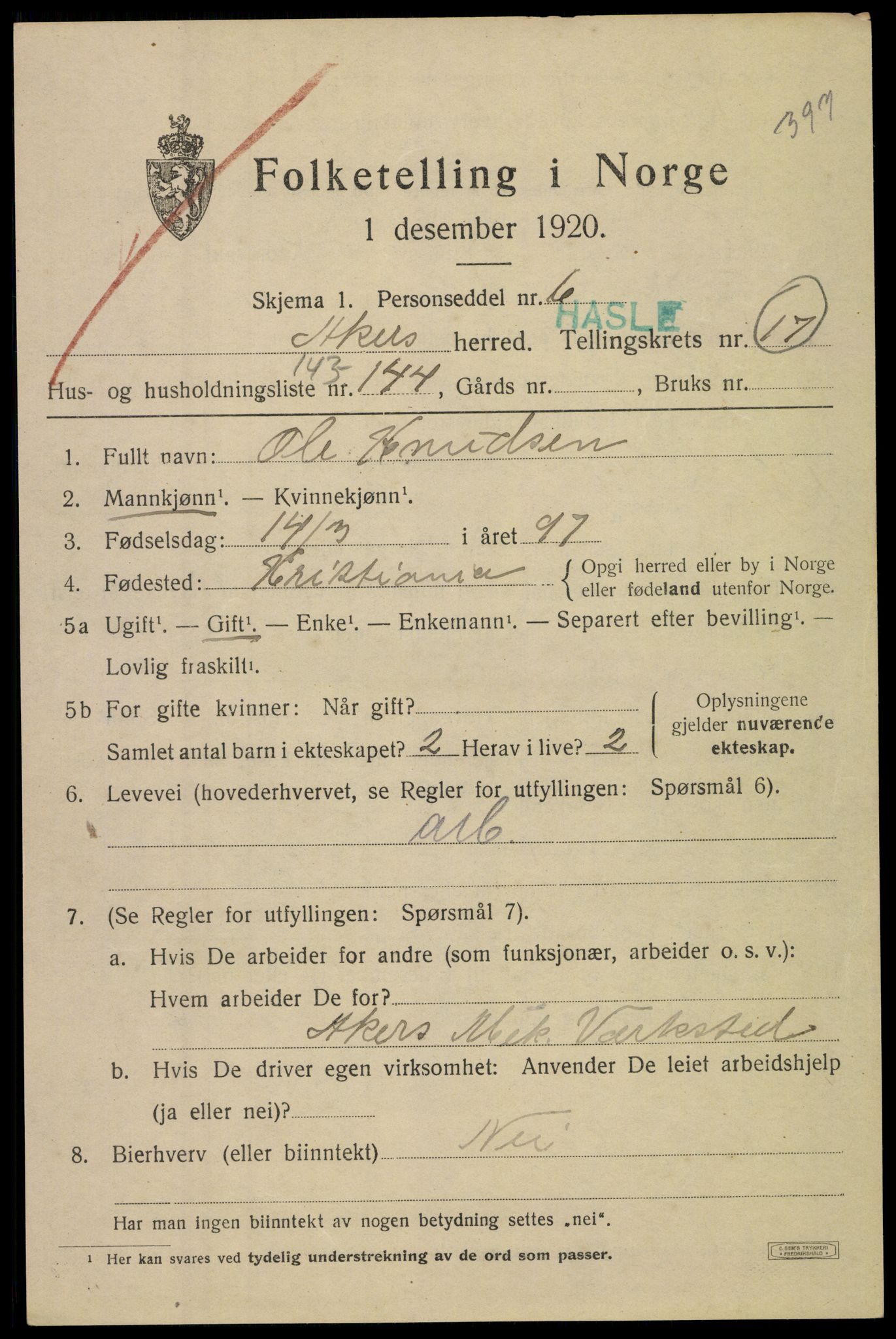 SAO, 1920 census for Aker, 1920, p. 108728