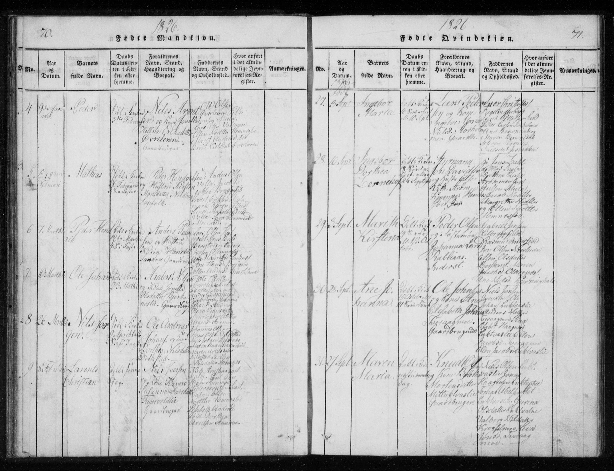 Ministerialprotokoller, klokkerbøker og fødselsregistre - Nordland, AV/SAT-A-1459/825/L0353: Parish register (official) no. 825A07, 1820-1826, p. 70-71