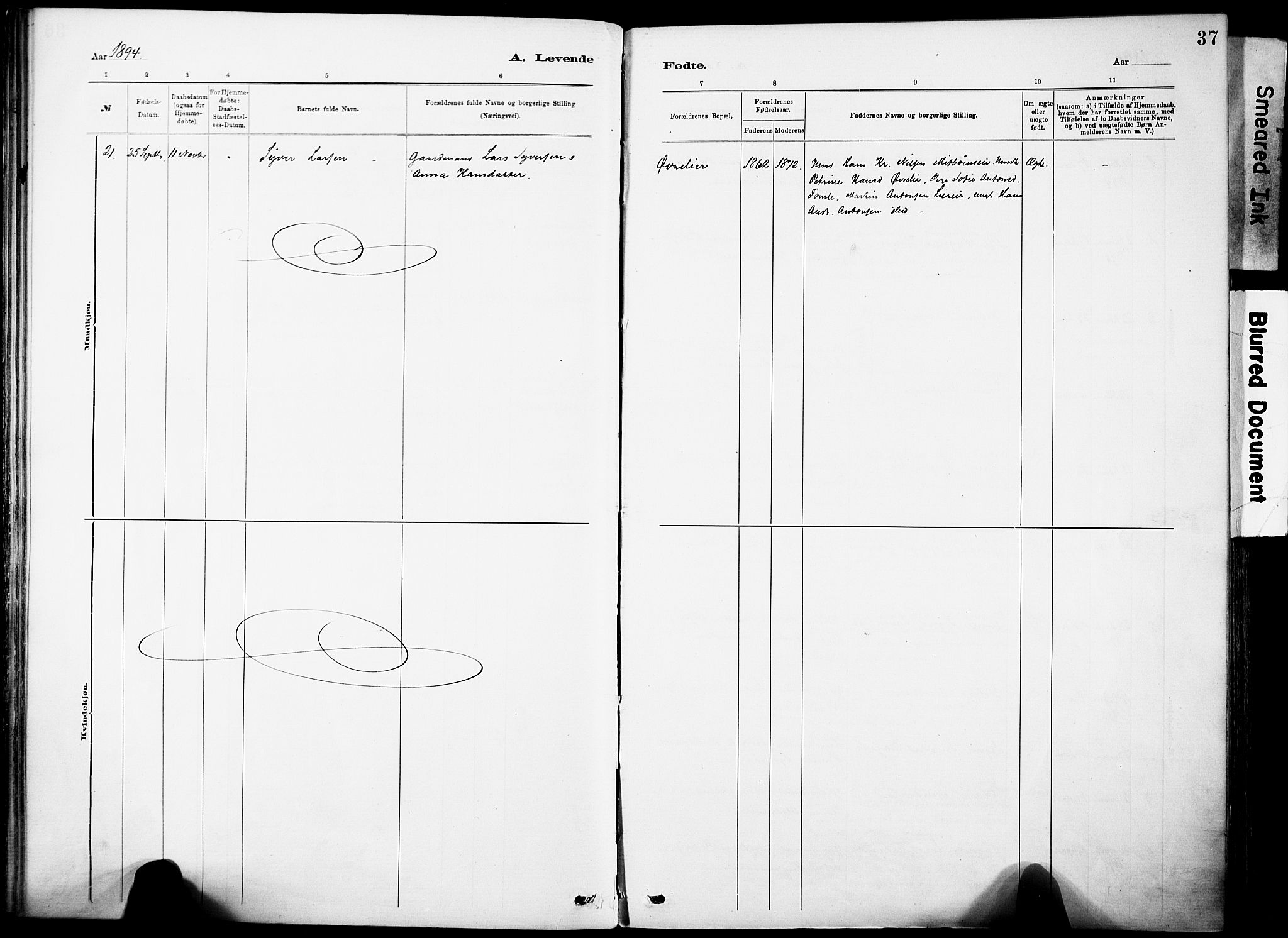 Nordre Land prestekontor, SAH/PREST-124/H/Ha/Haa/L0005: Parish register (official) no. 5, 1882-1903, p. 37