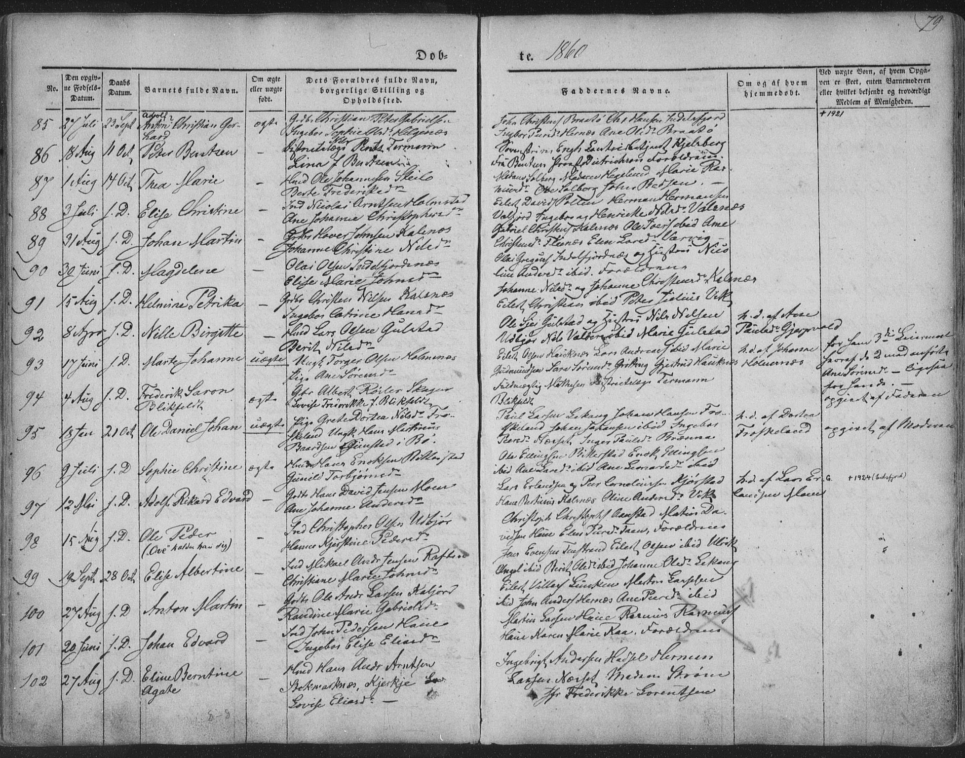 Ministerialprotokoller, klokkerbøker og fødselsregistre - Nordland, SAT/A-1459/888/L1241: Parish register (official) no. 888A07, 1849-1869, p. 79