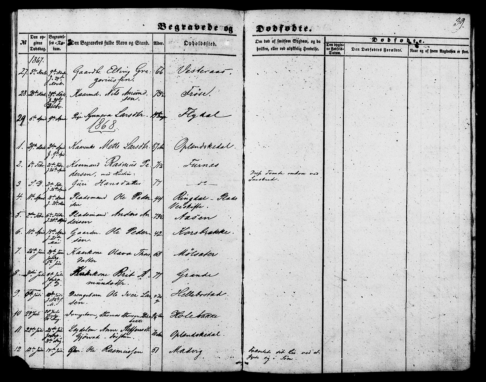 Ministerialprotokoller, klokkerbøker og fødselsregistre - Møre og Romsdal, SAT/A-1454/517/L0223: Parish register (official) no. 517A03, 1850-1870, p. 39