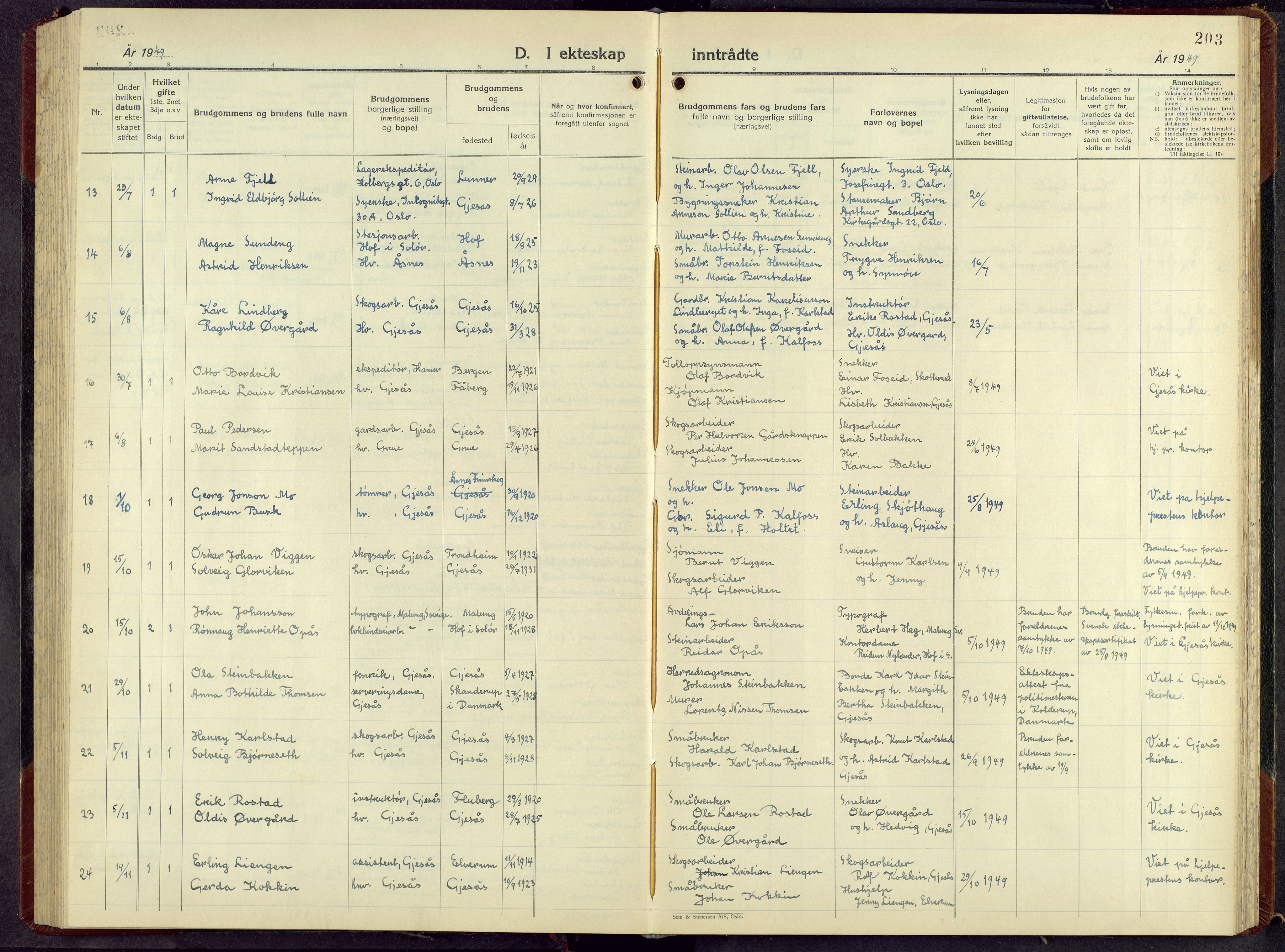 Åsnes prestekontor, AV/SAH-PREST-042/H/Ha/Hab/L0013: Parish register (copy) no. 13, 1943-1966, p. 203