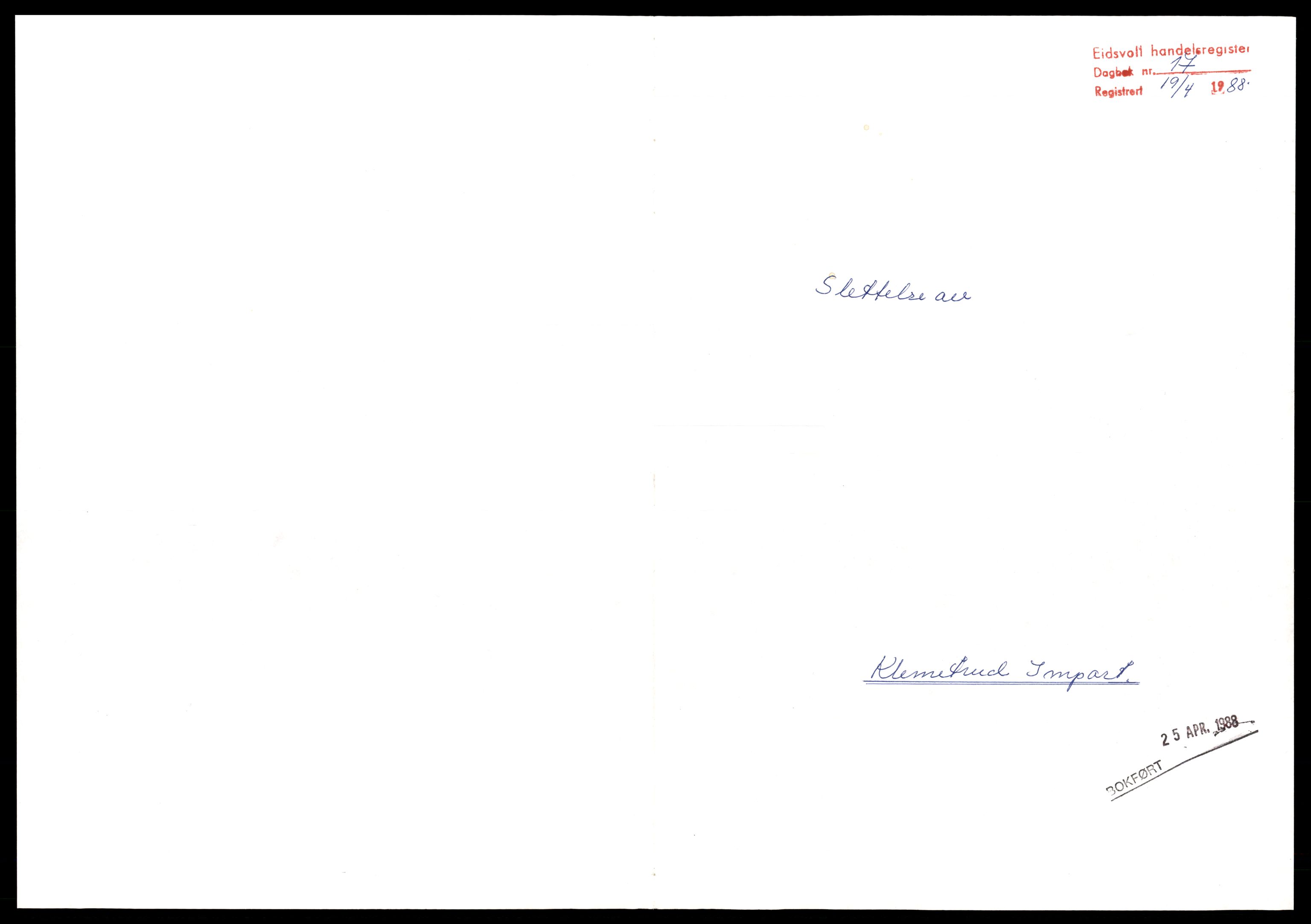 Eidsvoll tingrett, AV/SAT-A-10371/K/Kd/Kda/L0006:  Enkeltmannsforetak, Kl-Li , 1944-1990, p. 1