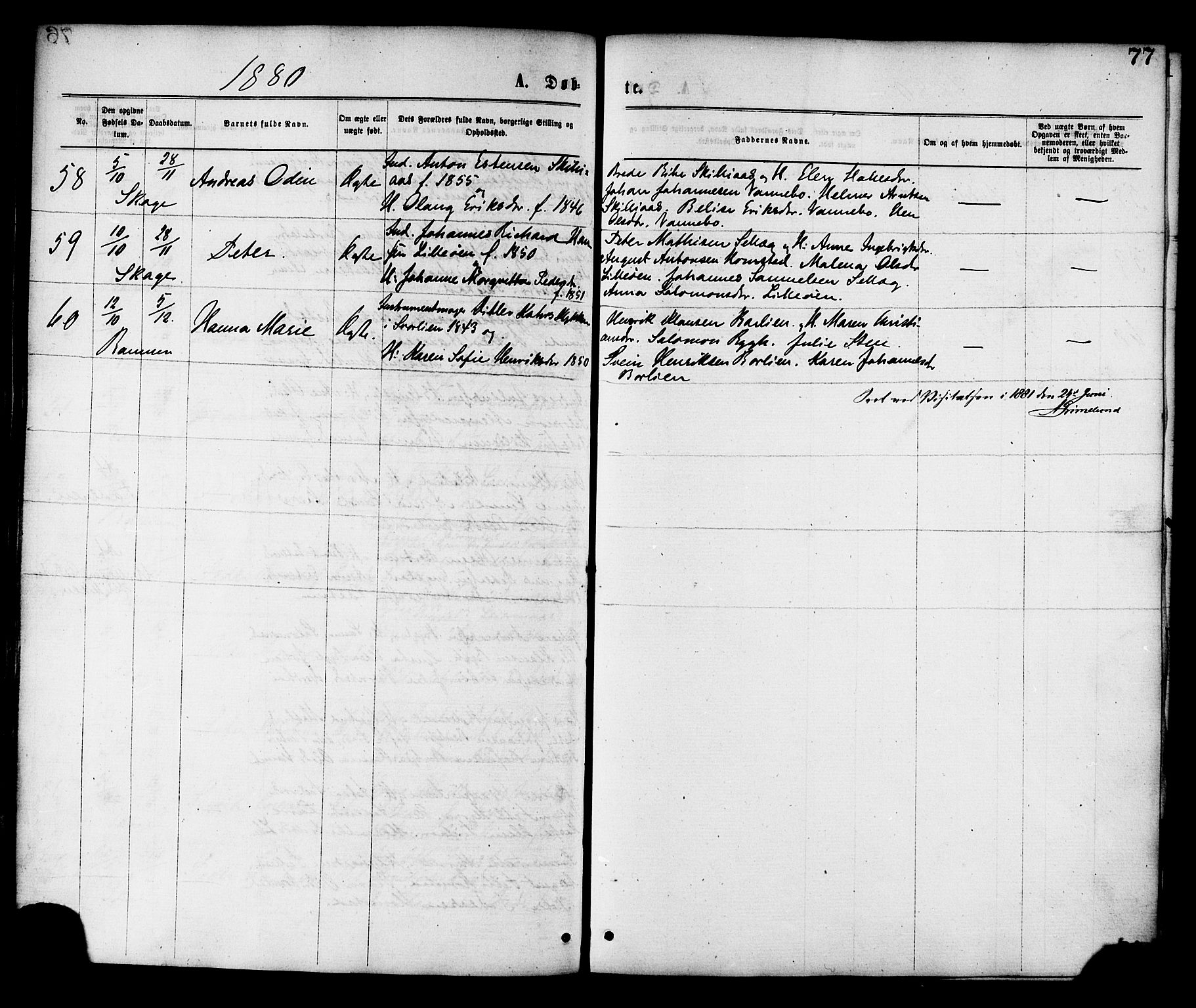 Ministerialprotokoller, klokkerbøker og fødselsregistre - Nord-Trøndelag, SAT/A-1458/764/L0554: Parish register (official) no. 764A09, 1867-1880, p. 77