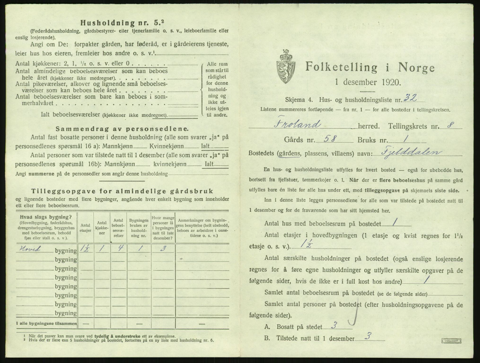 SAK, 1920 census for Froland, 1920, p. 753