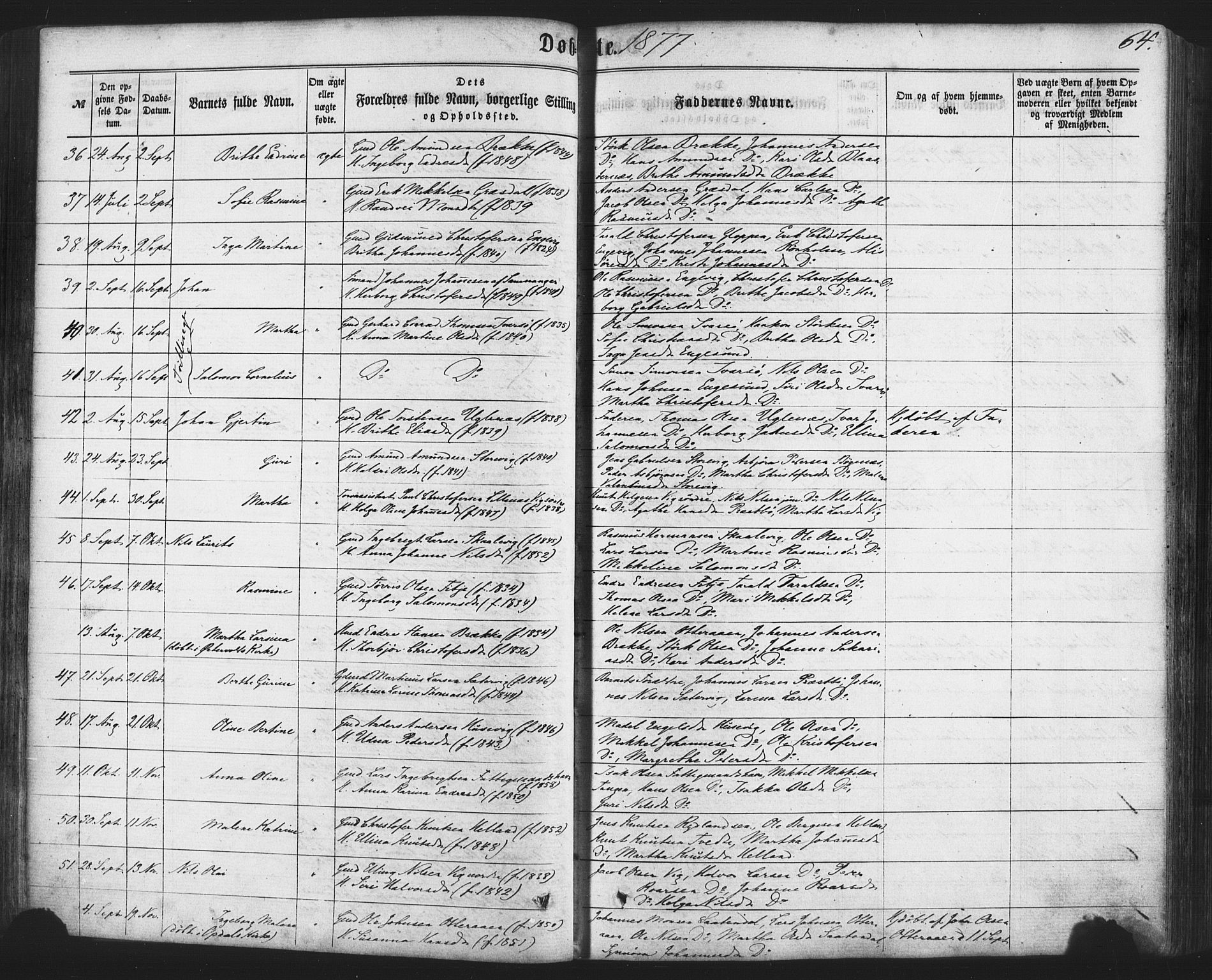 Fitjar sokneprestembete, SAB/A-99926: Parish register (official) no. A 1, 1862-1881, p. 64