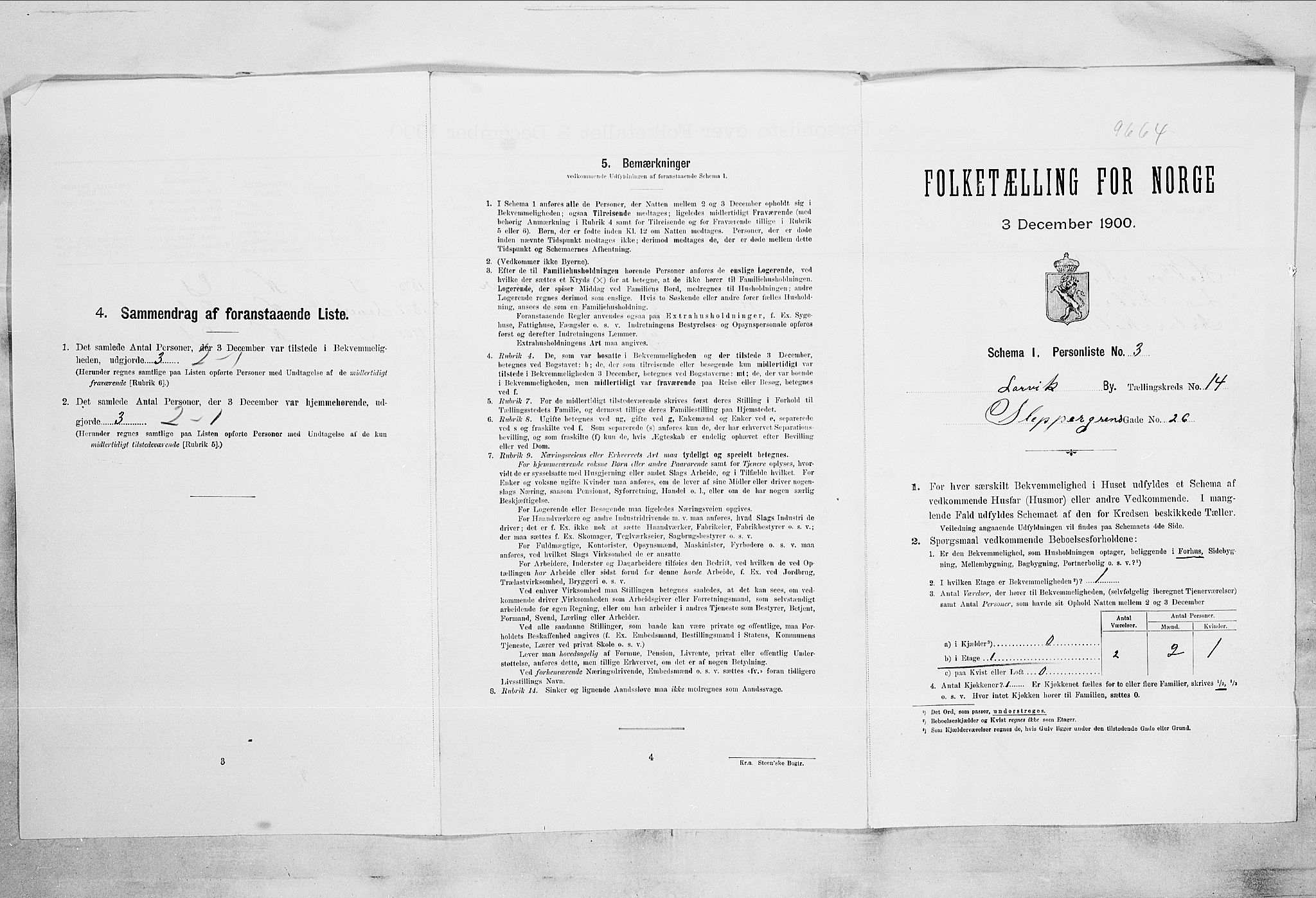 RA, 1900 census for Larvik, 1900, p. 1392