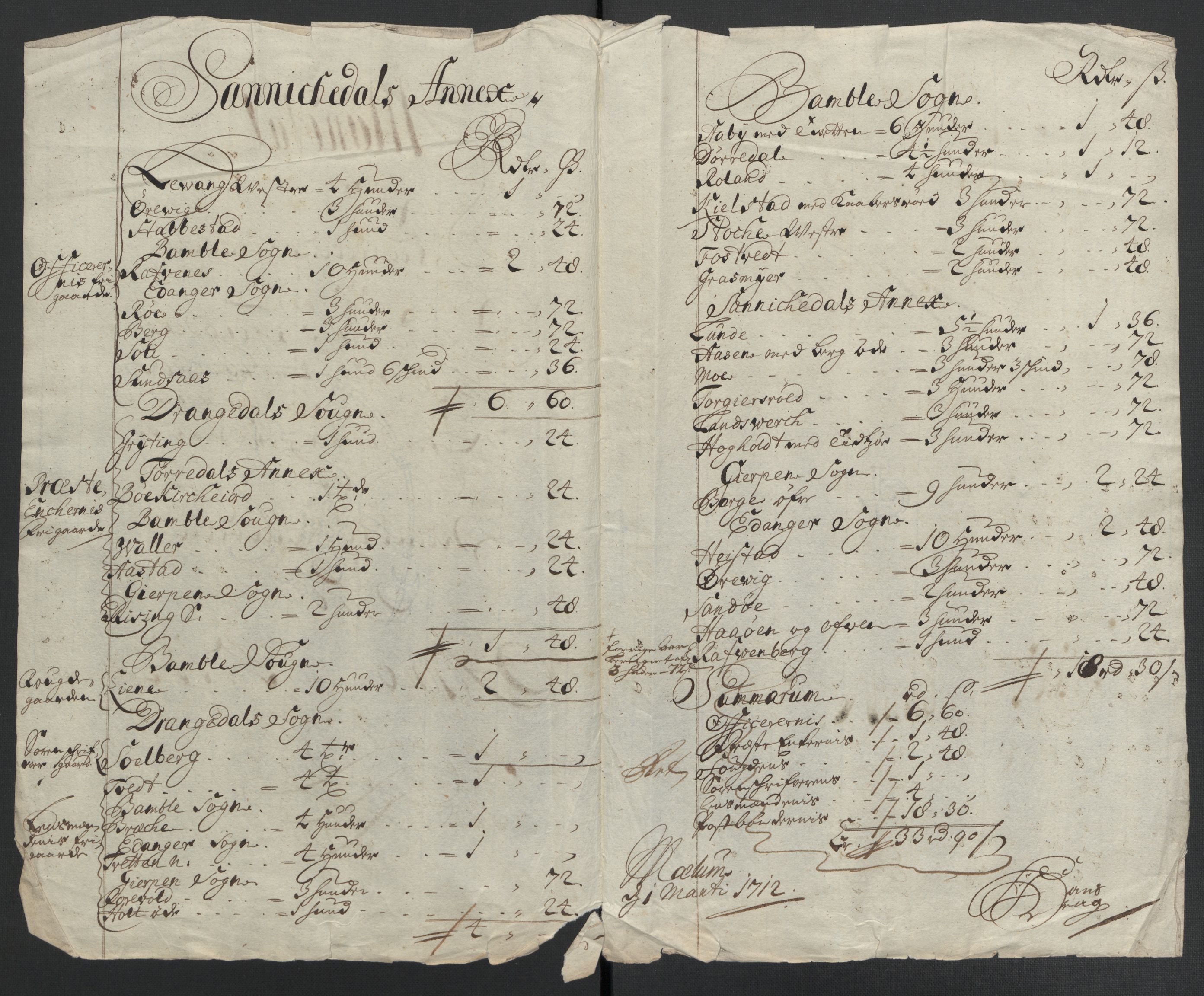Rentekammeret inntil 1814, Reviderte regnskaper, Fogderegnskap, RA/EA-4092/R36/L2120: Fogderegnskap Øvre og Nedre Telemark og Bamble, 1711, p. 363