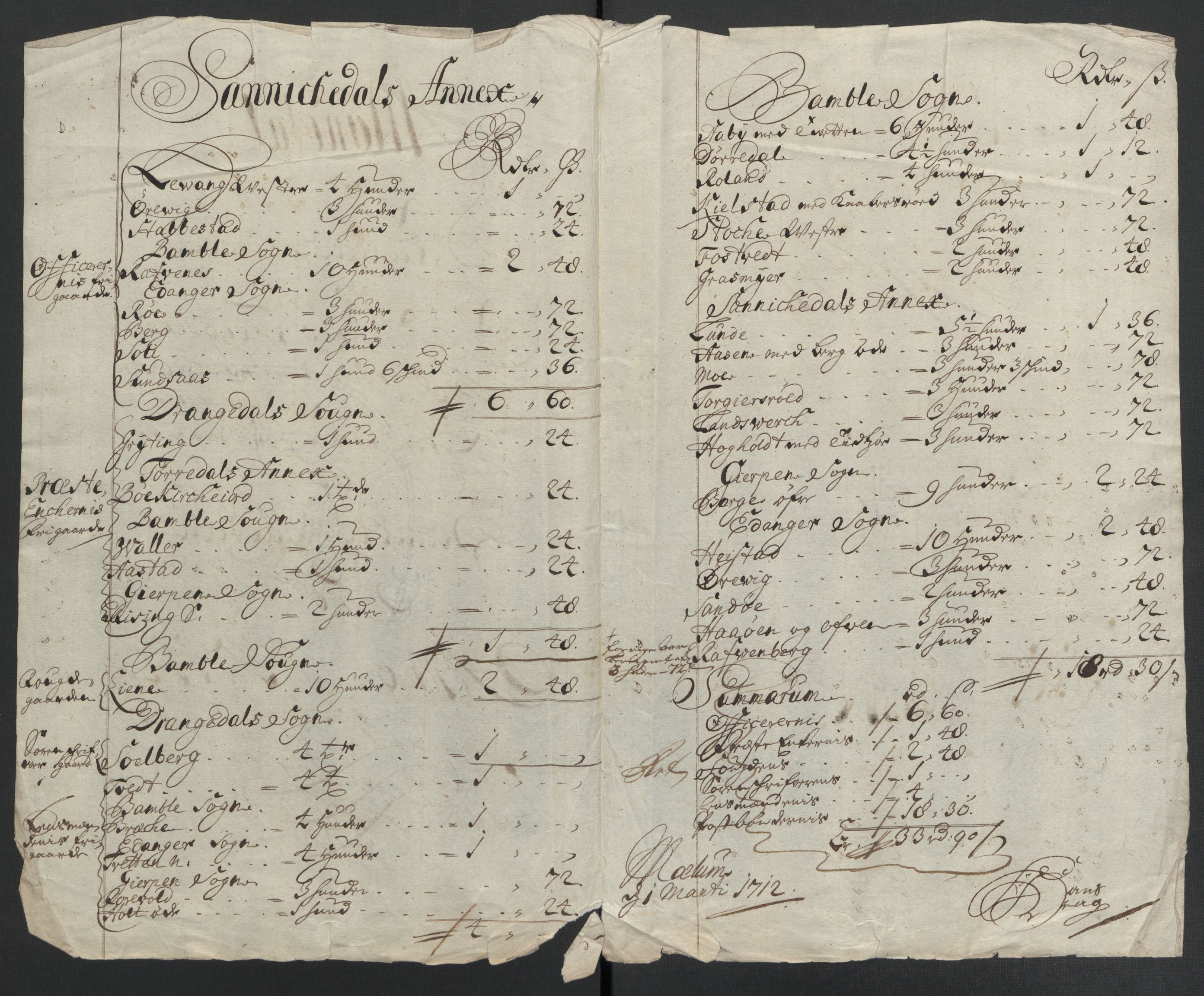 Rentekammeret inntil 1814, Reviderte regnskaper, Fogderegnskap, AV/RA-EA-4092/R36/L2120: Fogderegnskap Øvre og Nedre Telemark og Bamble, 1711, p. 363