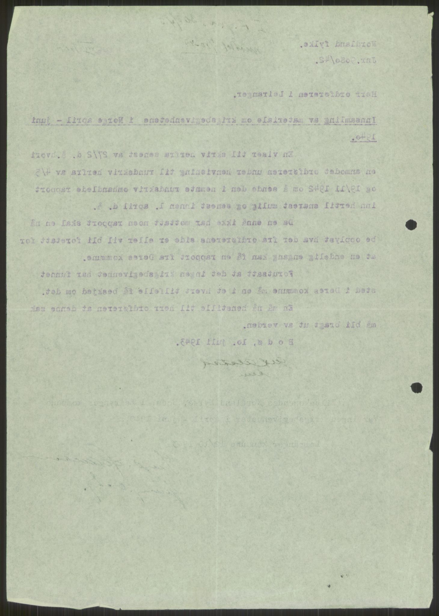 Forsvaret, Forsvarets krigshistoriske avdeling, AV/RA-RAFA-2017/Y/Ya/L0017: II-C-11-31 - Fylkesmenn.  Rapporter om krigsbegivenhetene 1940., 1940, p. 169