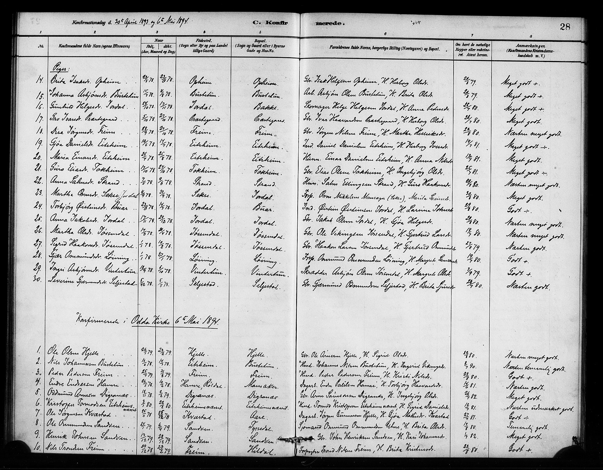 Odda Sokneprestembete, SAB/A-77201/H/Haa: Parish register (official) no. A 2, 1880-1915, p. 28
