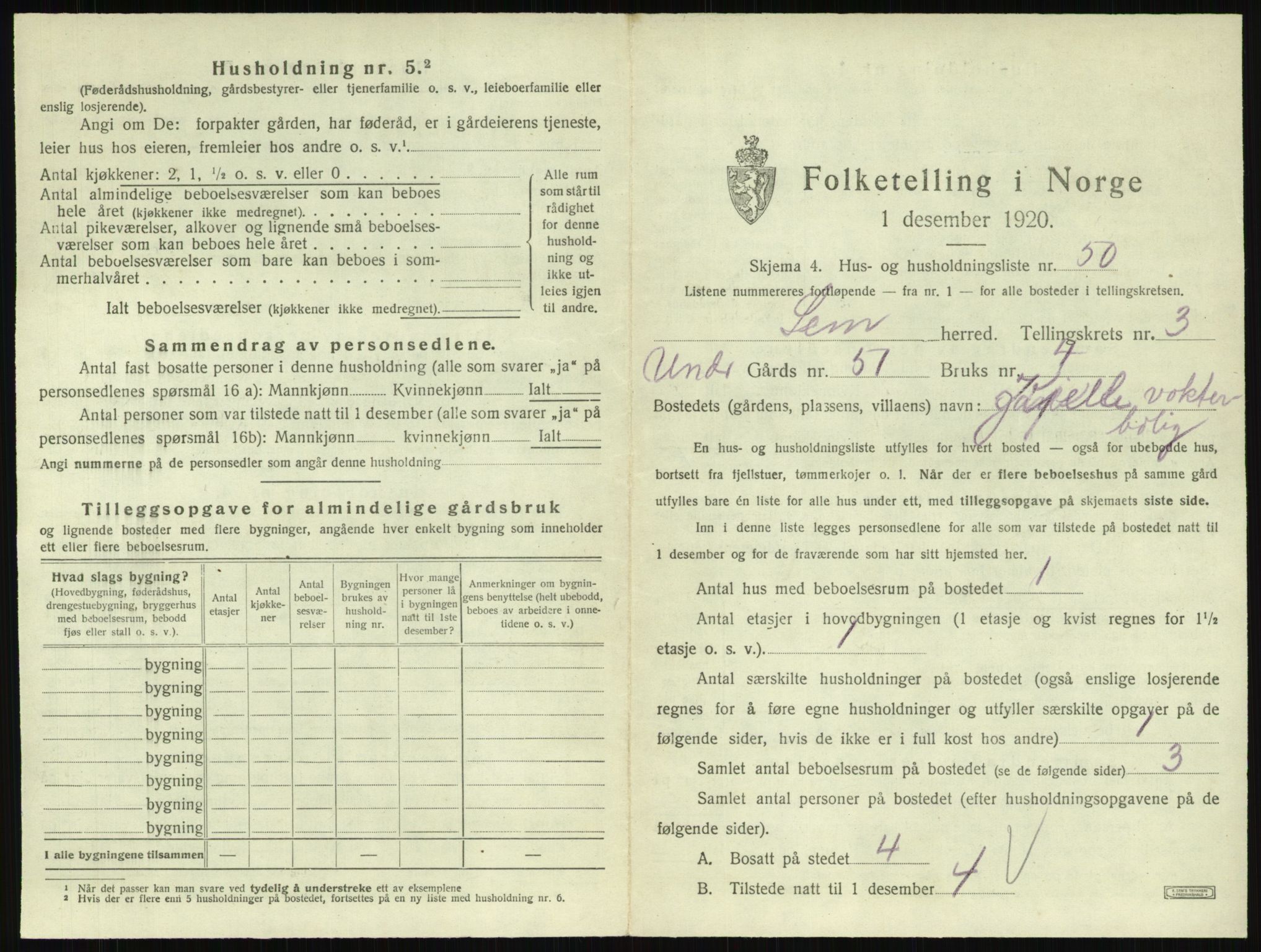 SAKO, 1920 census for Sem, 1920, p. 734