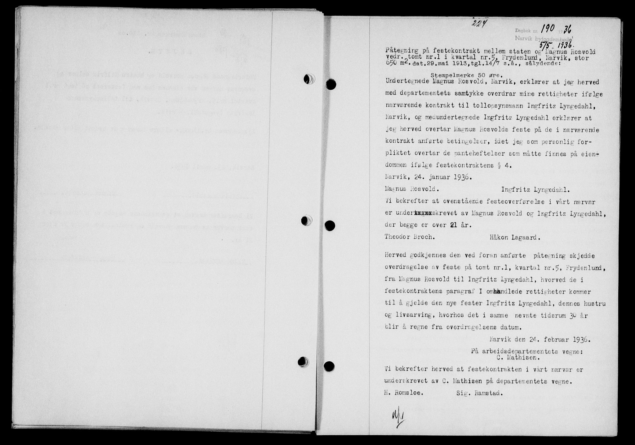 Narvik sorenskriveri, AV/SAT-A-0002/1/2/2C/2Ca/L0011: Mortgage book no. 14, 1935-1937, Deed date: 05.05.1936