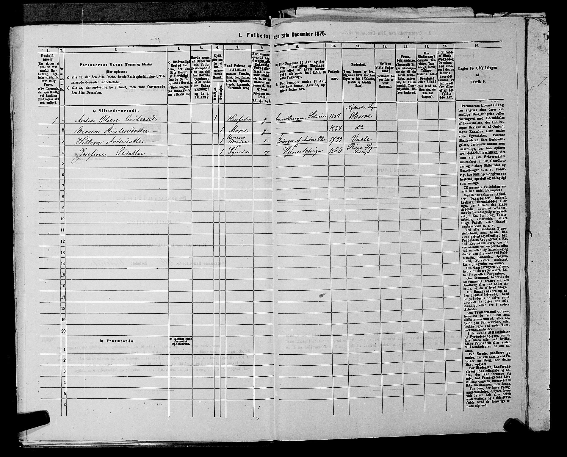 SAKO, 1875 census for 0716P Våle, 1875, p. 209