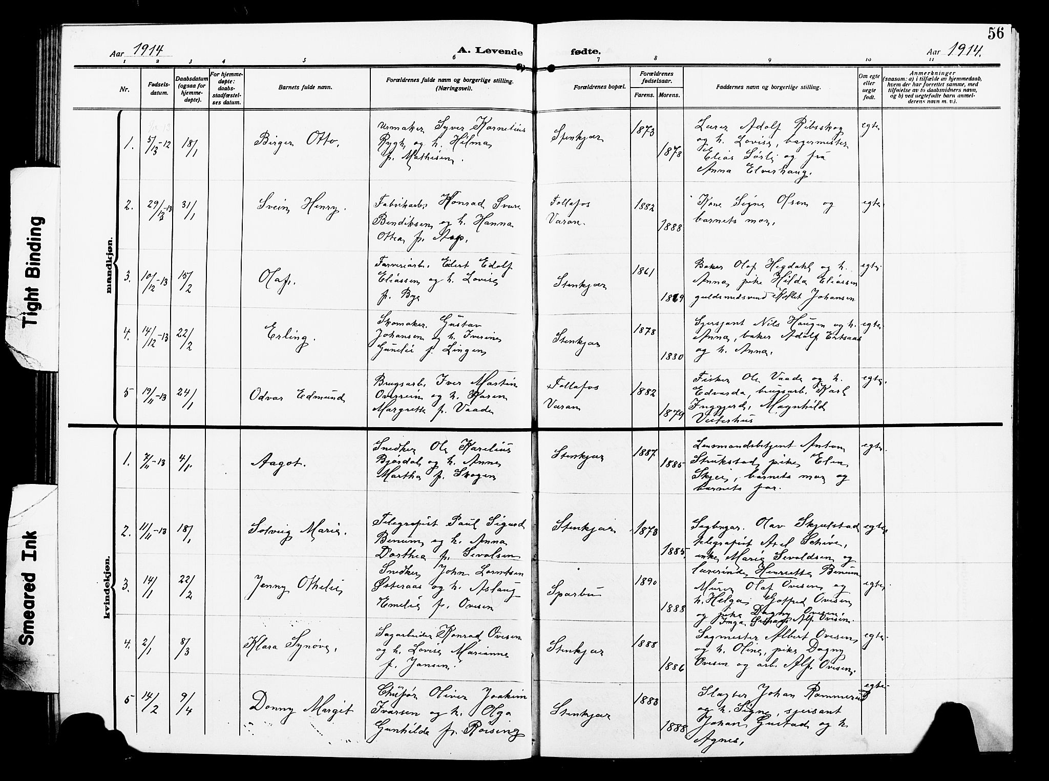 Ministerialprotokoller, klokkerbøker og fødselsregistre - Nord-Trøndelag, SAT/A-1458/739/L0376: Parish register (copy) no. 739C04, 1908-1917, p. 56