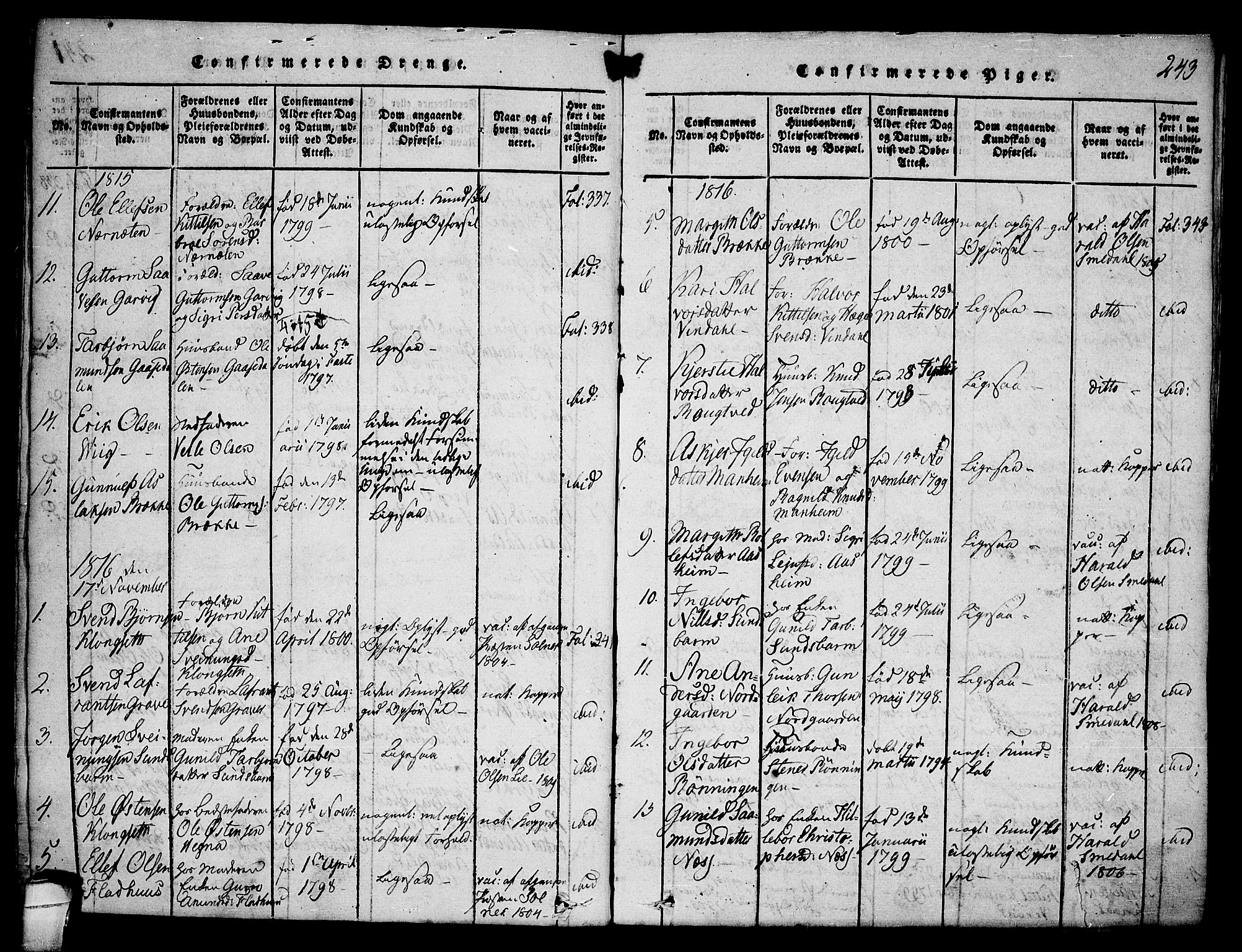 Seljord kirkebøker, SAKO/A-20/F/Fa/L0010: Parish register (official) no. I 10, 1815-1831, p. 243