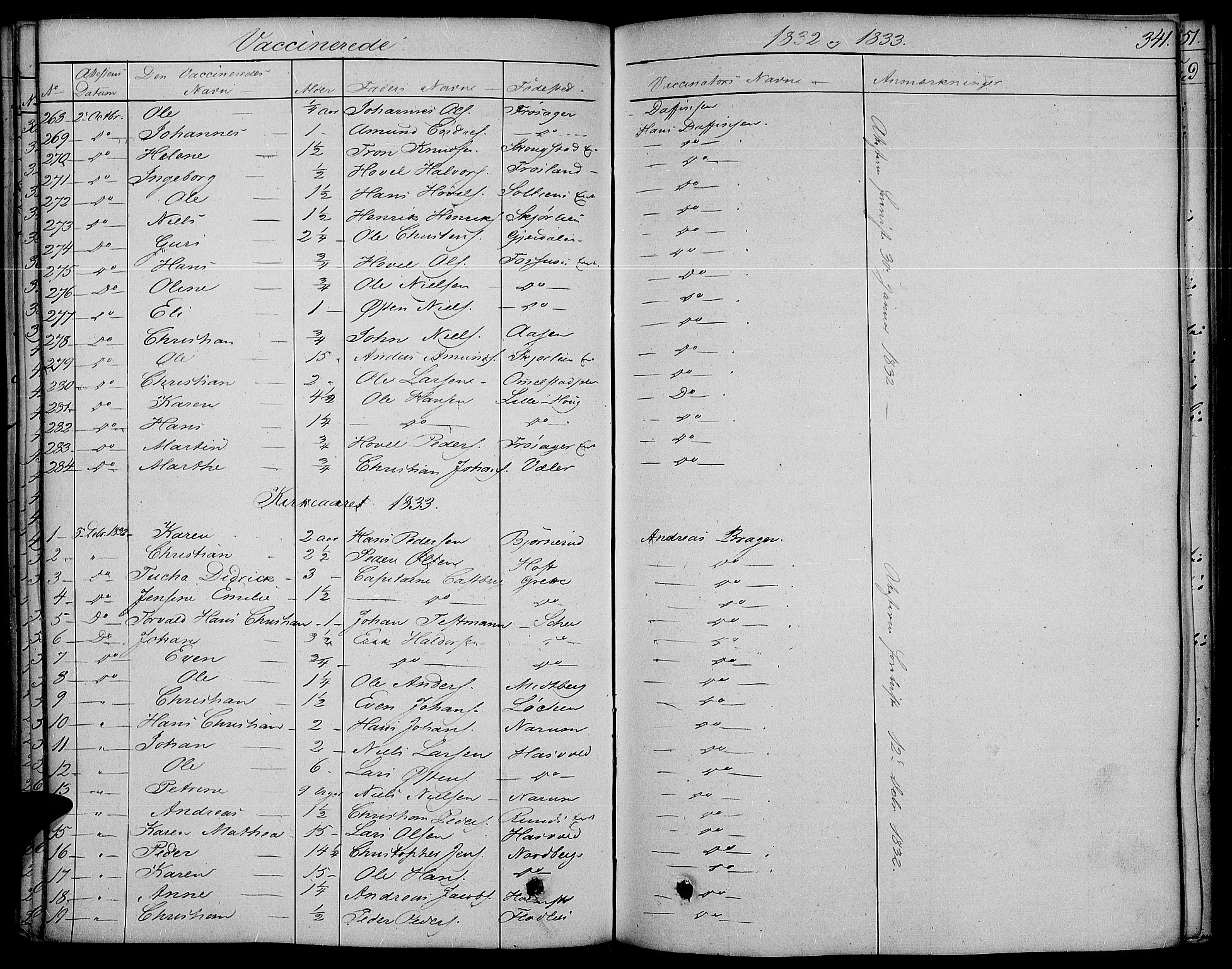 Land prestekontor, SAH/PREST-120/H/Ha/Haa/L0008: Parish register (official) no. 8, 1830-1846, p. 341