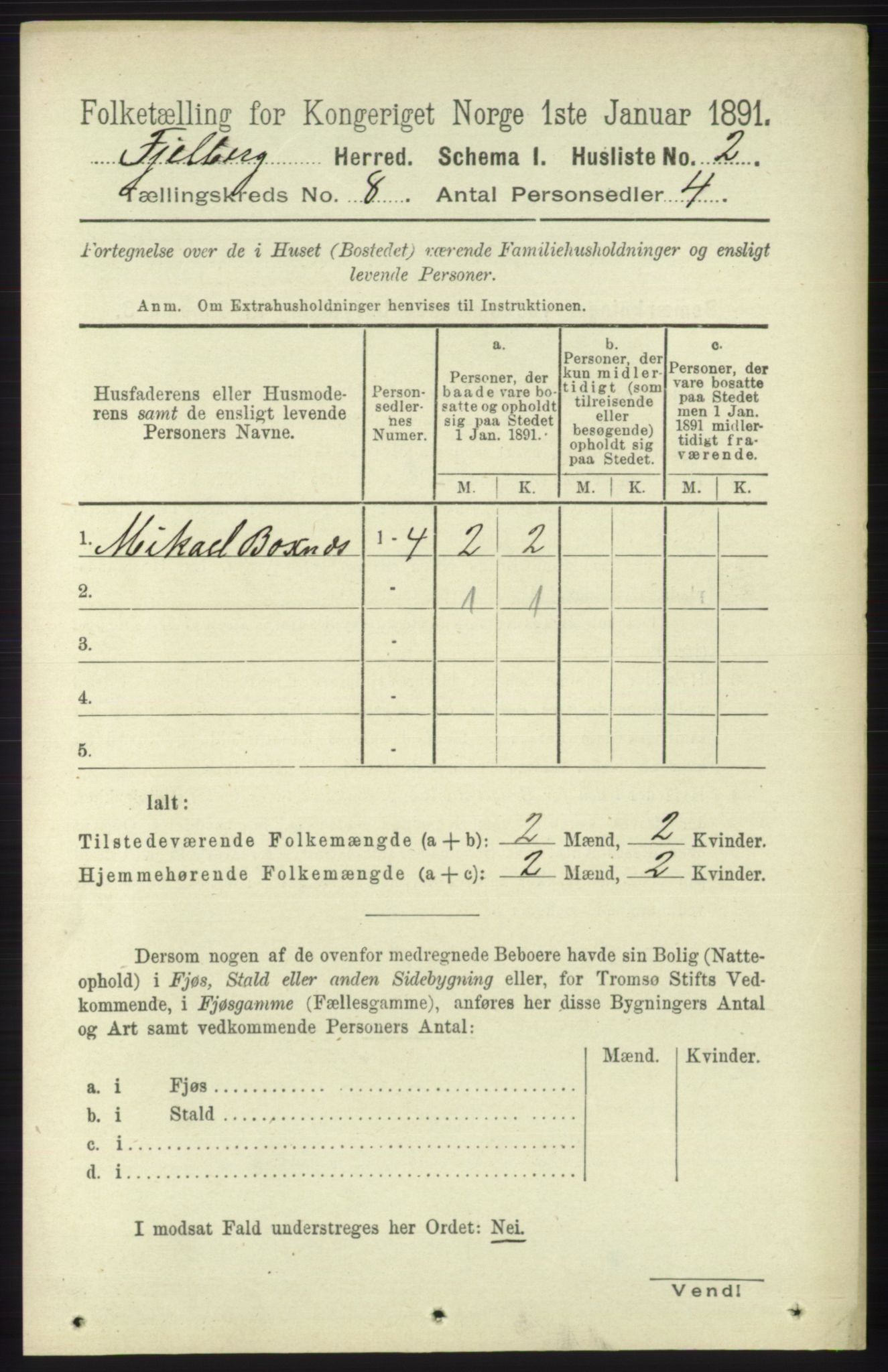 RA, 1891 census for 1213 Fjelberg, 1891, p. 2870