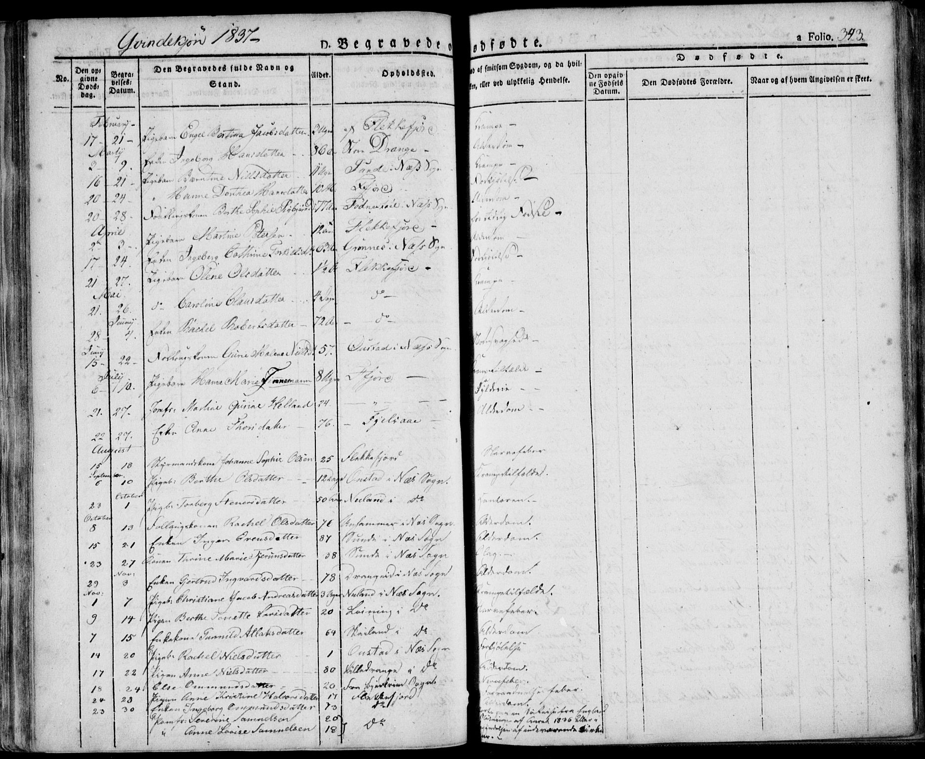 Flekkefjord sokneprestkontor, AV/SAK-1111-0012/F/Fa/Fac/L0003: Parish register (official) no. A 3, 1826-1841, p. 343