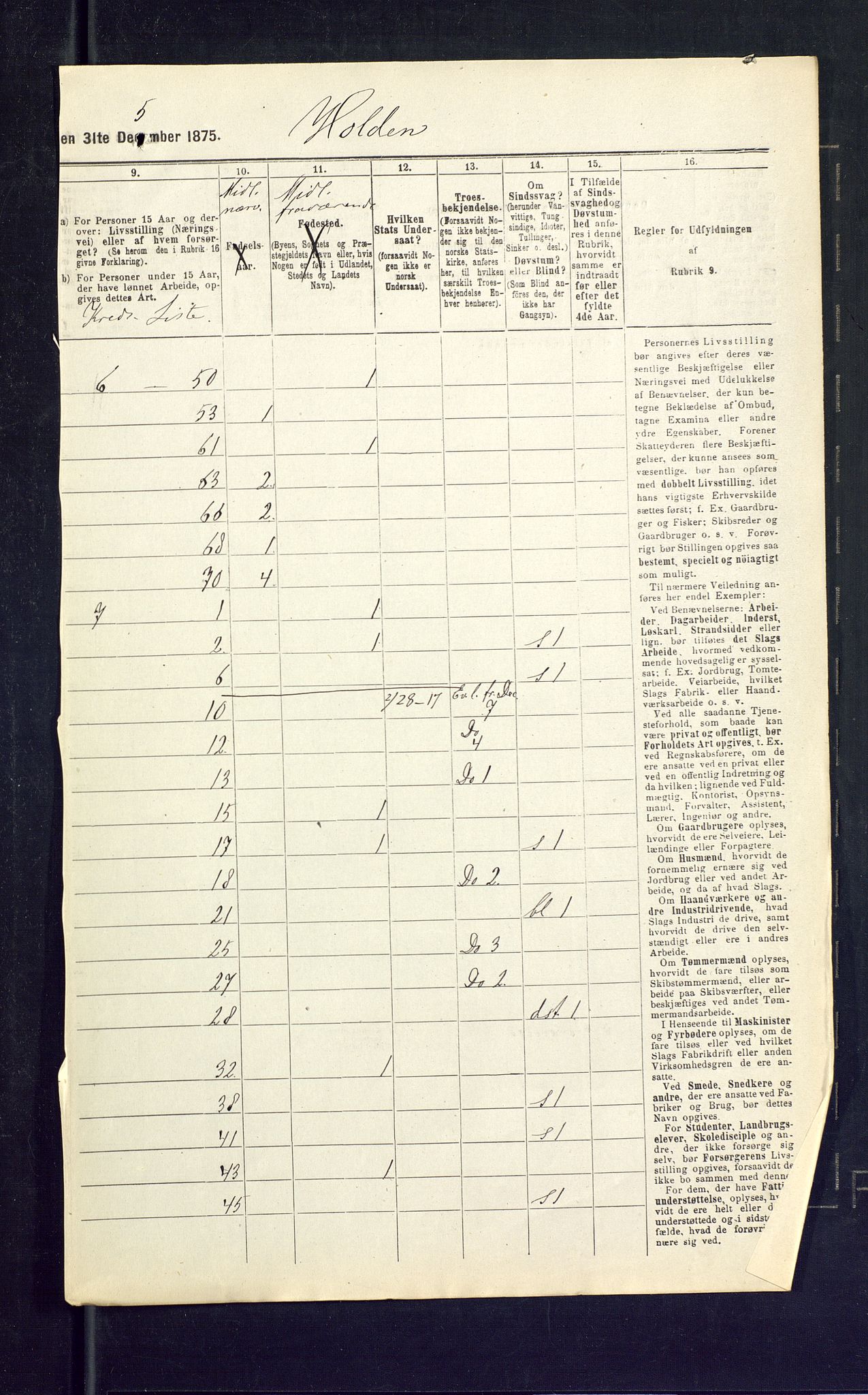 SAKO, 1875 census for 0819P Holla, 1875, p. 45