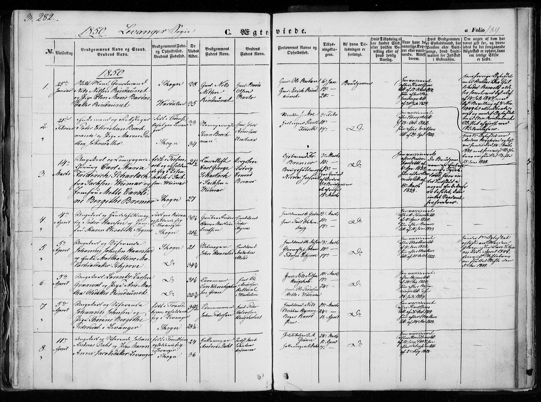 Ministerialprotokoller, klokkerbøker og fødselsregistre - Nord-Trøndelag, SAT/A-1458/720/L0183: Parish register (official) no. 720A01, 1836-1855, p. 189