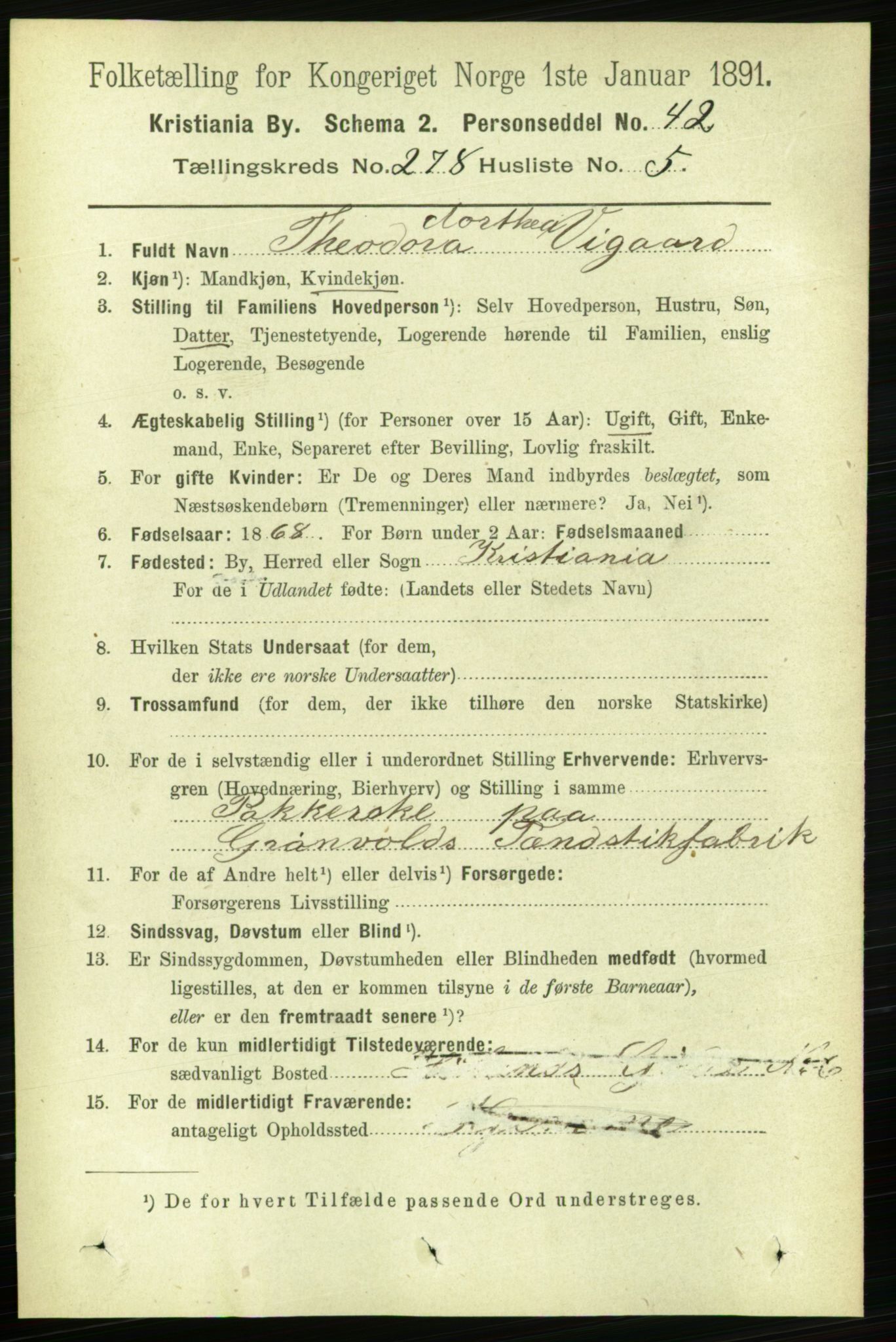 RA, 1891 census for 0301 Kristiania, 1891, p. 168927