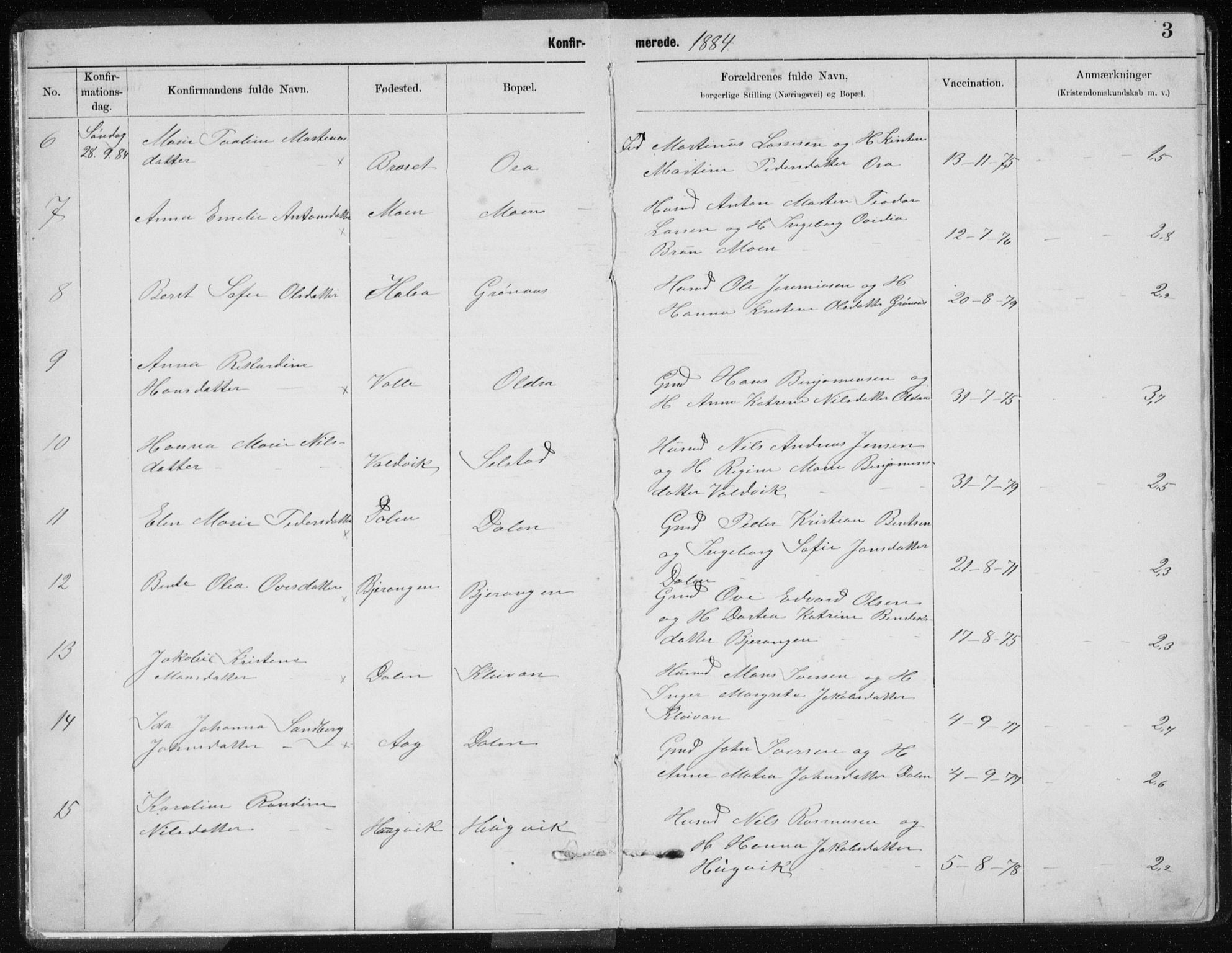 Ministerialprotokoller, klokkerbøker og fødselsregistre - Nordland, AV/SAT-A-1459/843/L0637: Parish register (copy) no. 843C06, 1884-1908, p. 3