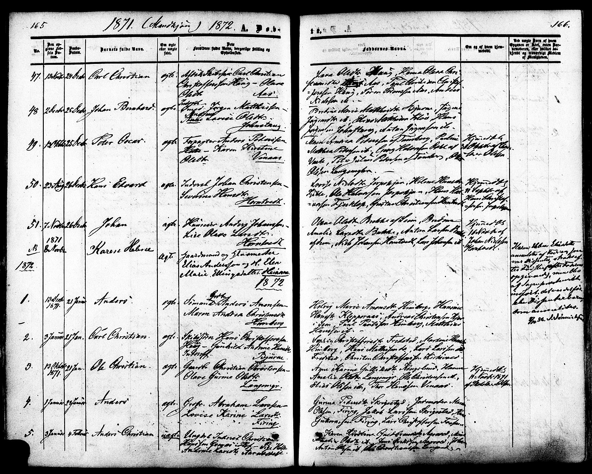 Ramnes kirkebøker, AV/SAKO-A-314/F/Fa/L0006: Parish register (official) no. I 6, 1862-1877, p. 165-166