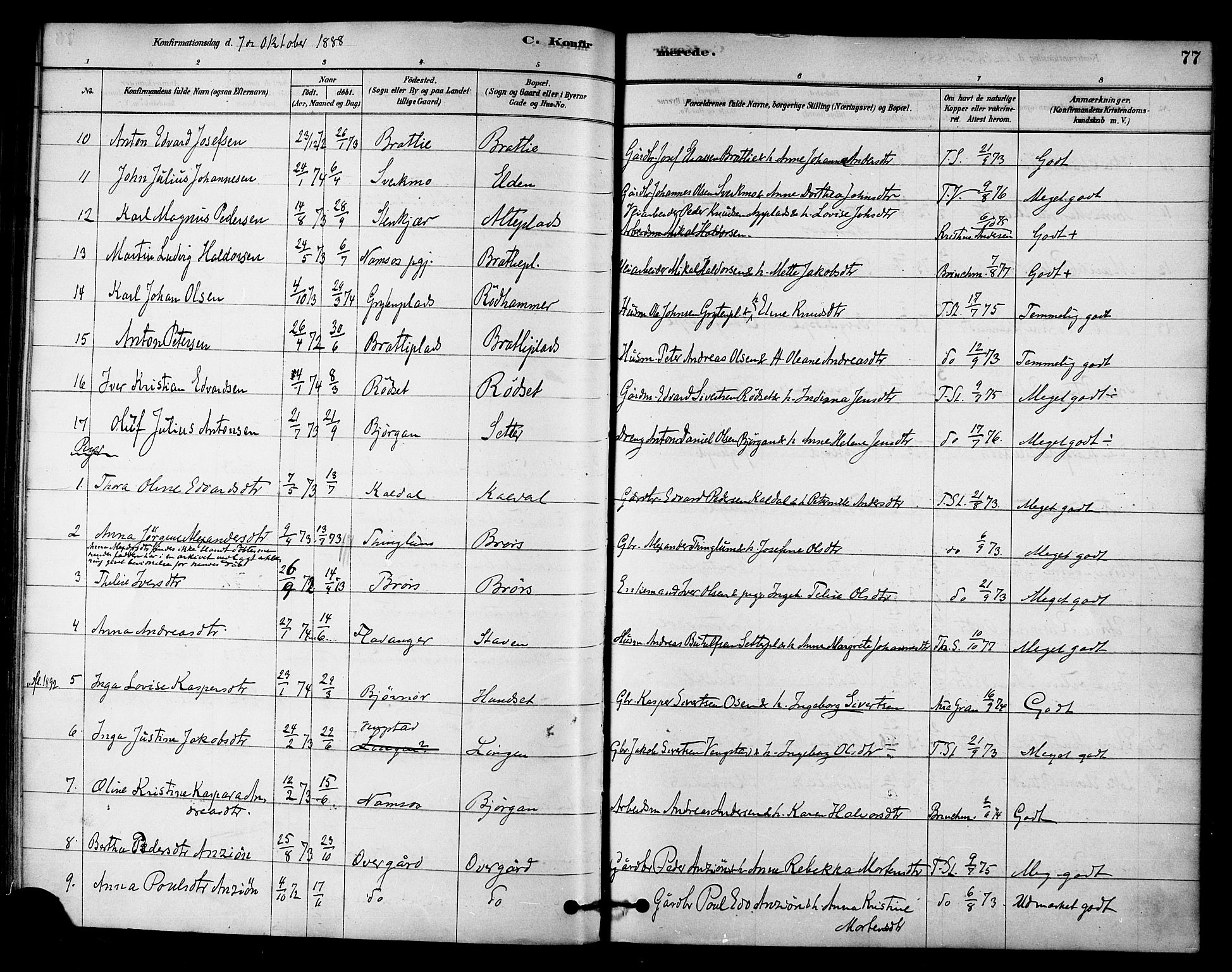 Ministerialprotokoller, klokkerbøker og fødselsregistre - Nord-Trøndelag, AV/SAT-A-1458/742/L0408: Parish register (official) no. 742A01, 1878-1890, p. 77
