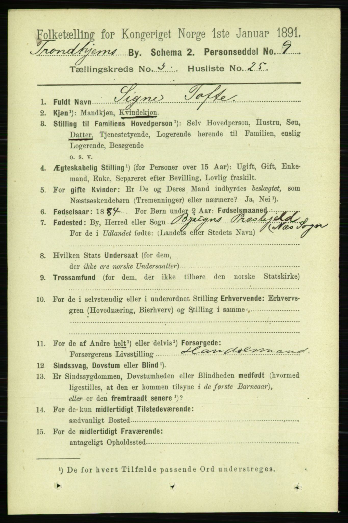 RA, 1891 census for 1601 Trondheim, 1891, p. 4049