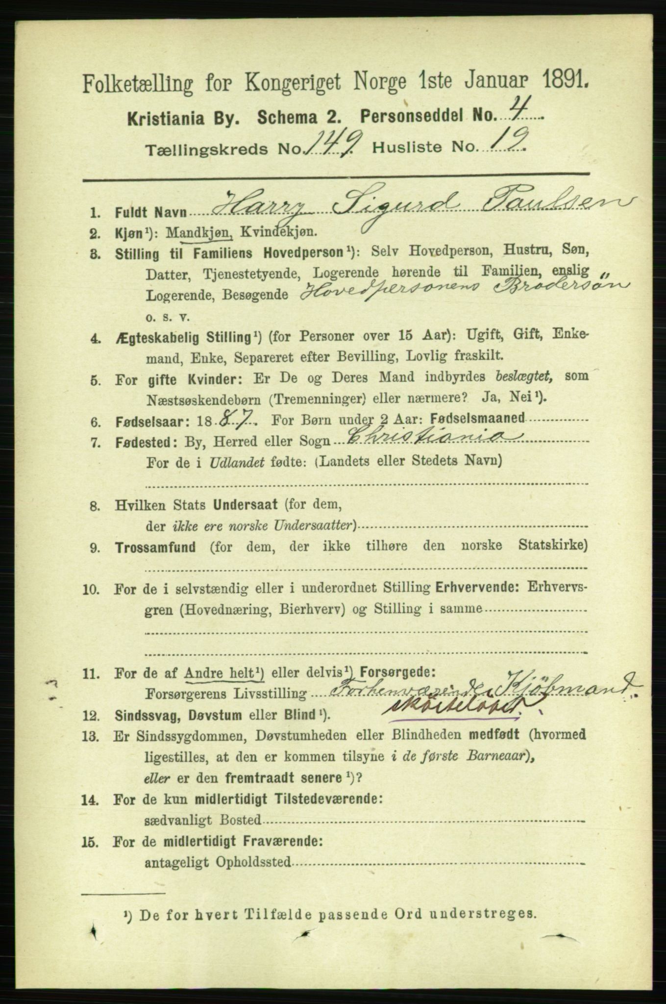 RA, 1891 census for 0301 Kristiania, 1891, p. 83525