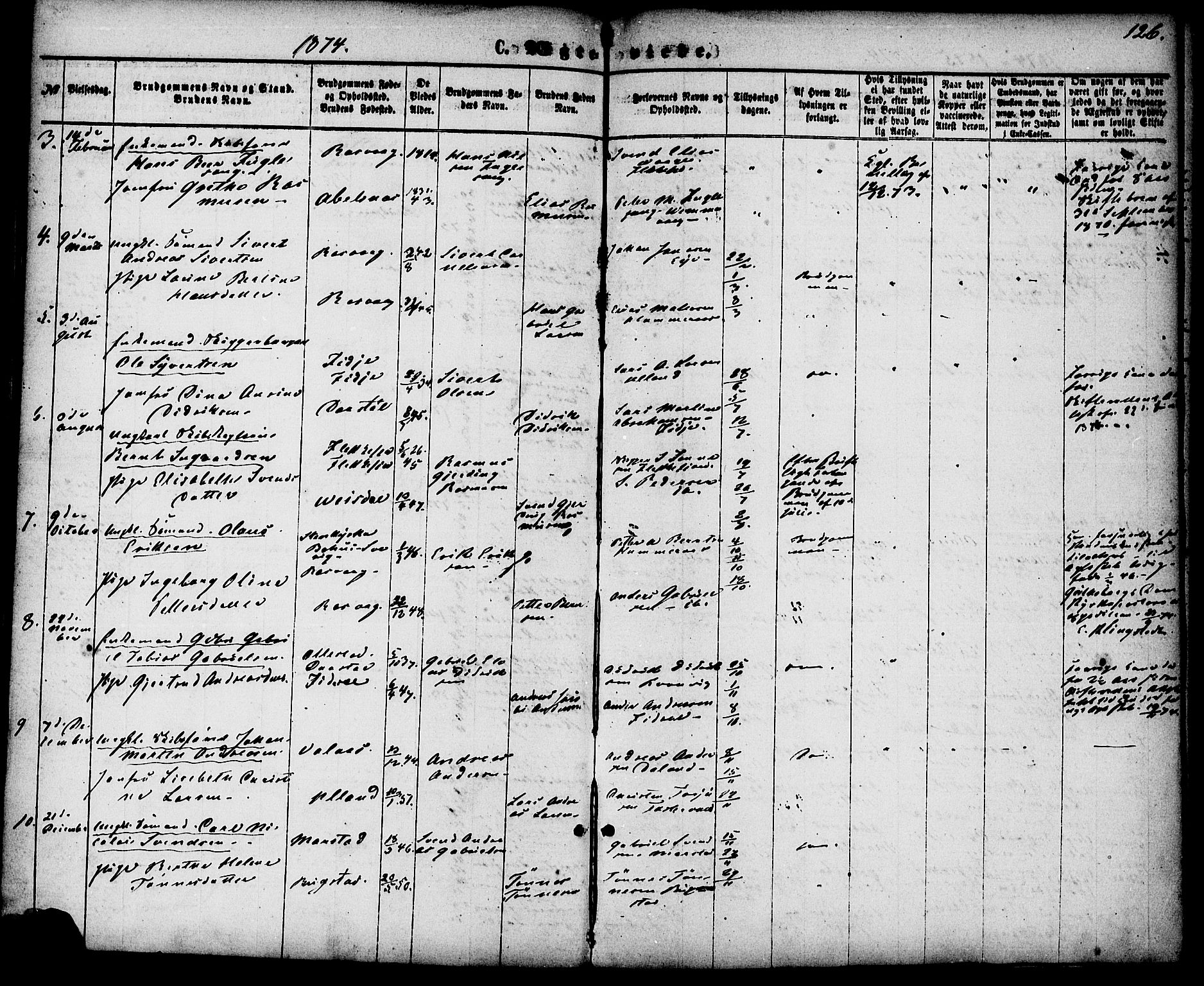 Flekkefjord sokneprestkontor, AV/SAK-1111-0012/F/Fa/Fab/L0005: Parish register (official) no. A 5, 1870-1886, p. 126