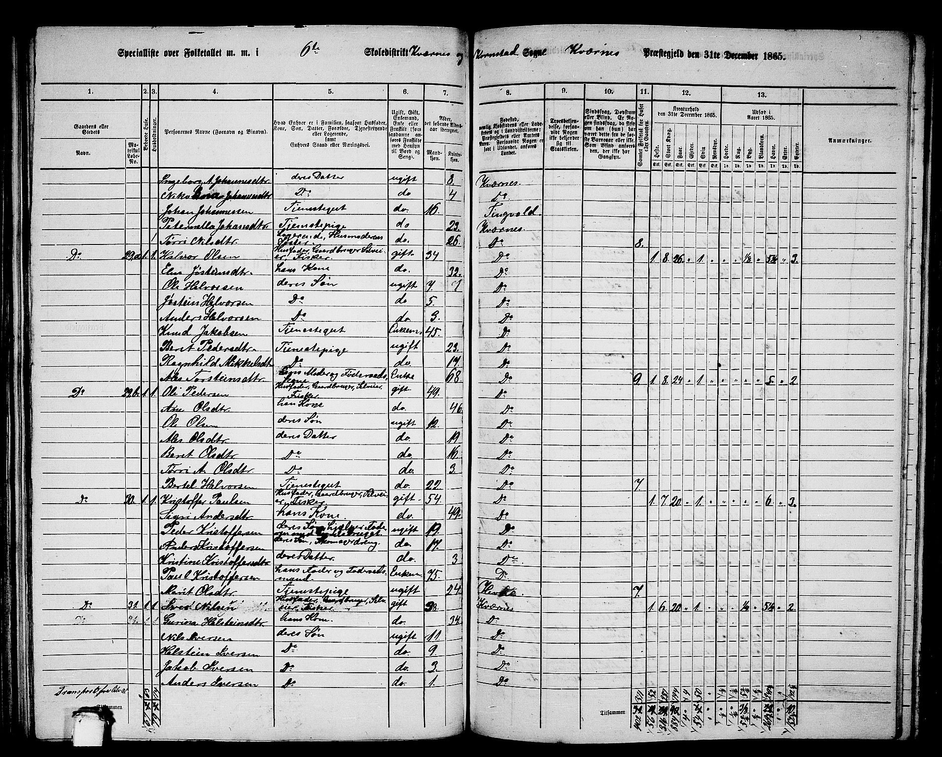 RA, 1865 census for Kvernes, 1865, p. 120