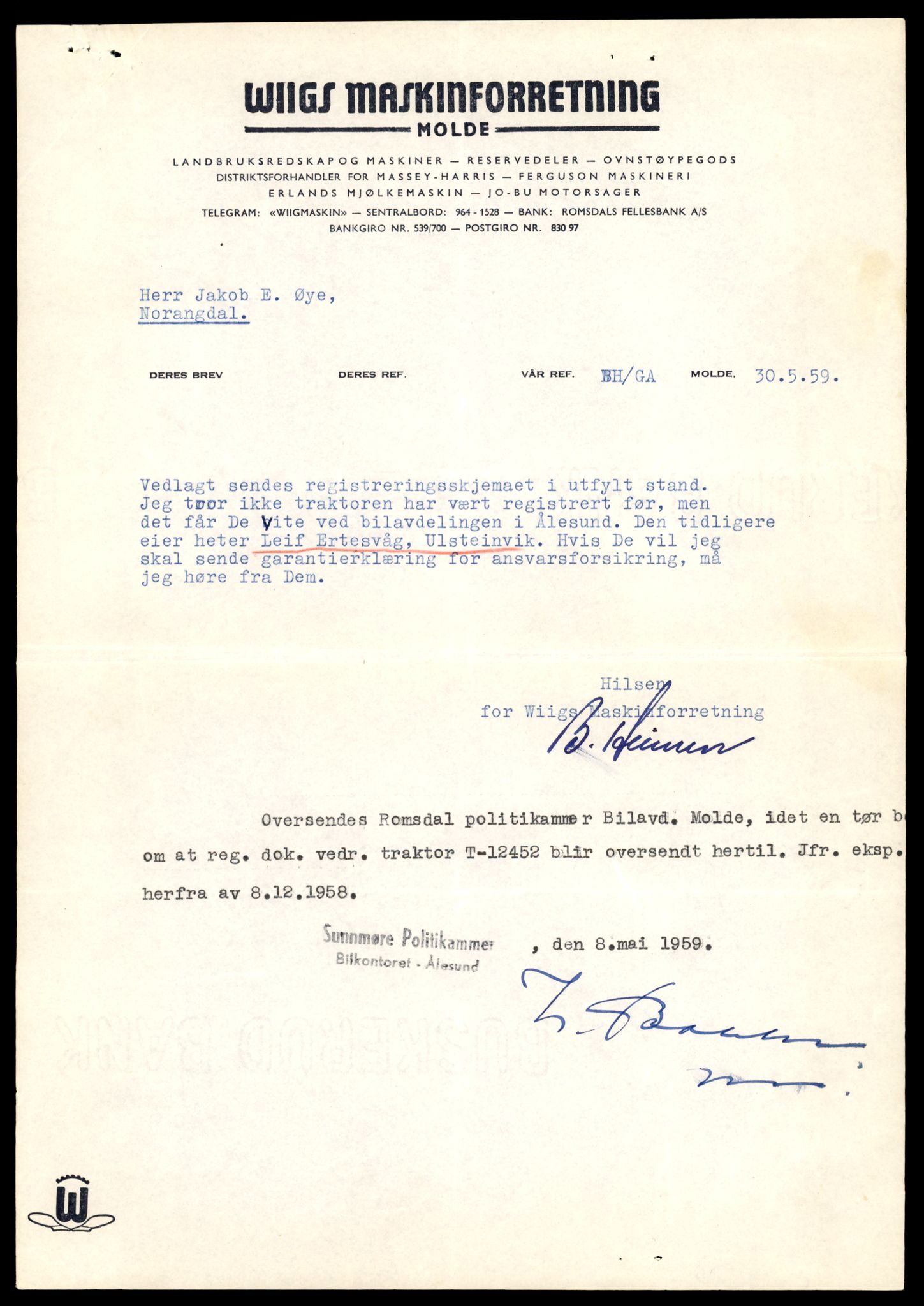 Møre og Romsdal vegkontor - Ålesund trafikkstasjon, AV/SAT-A-4099/F/Fe/L0033: Registreringskort for kjøretøy T 12151 - T 12474, 1927-1998, p. 3405