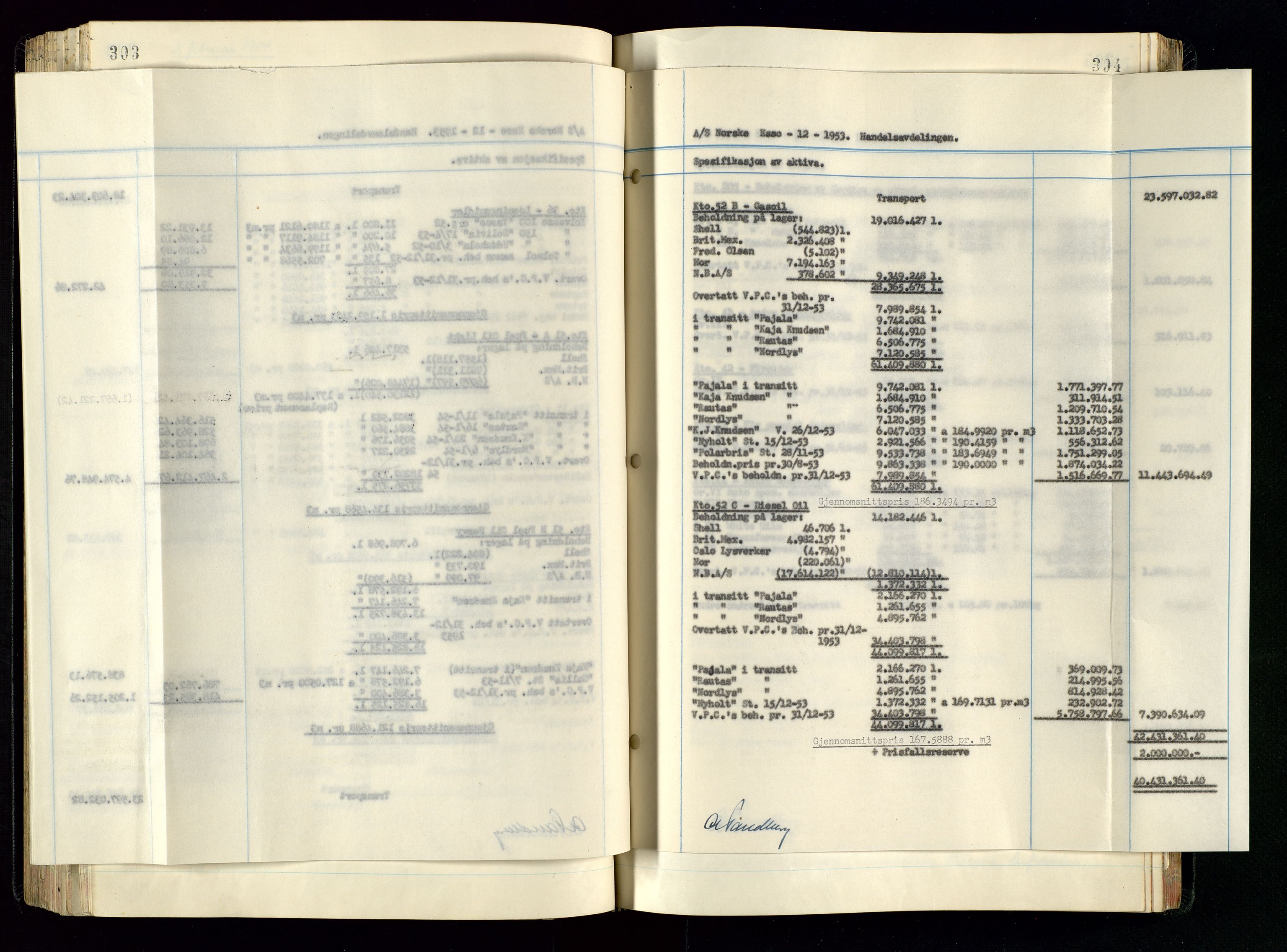 PA 1534 - Østlandske Petroleumscompagni A/S, AV/SAST-A-101954/A/Aa/L0005/0001: Direksjonsprotokoller / Den Administrerende Direksjon alle selskaper (referatprotokoll), 1943-1958