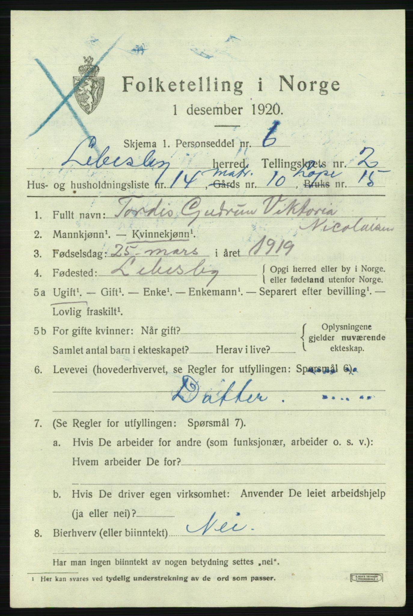 SATØ, 1920 census for Lebesby, 1920, p. 1241