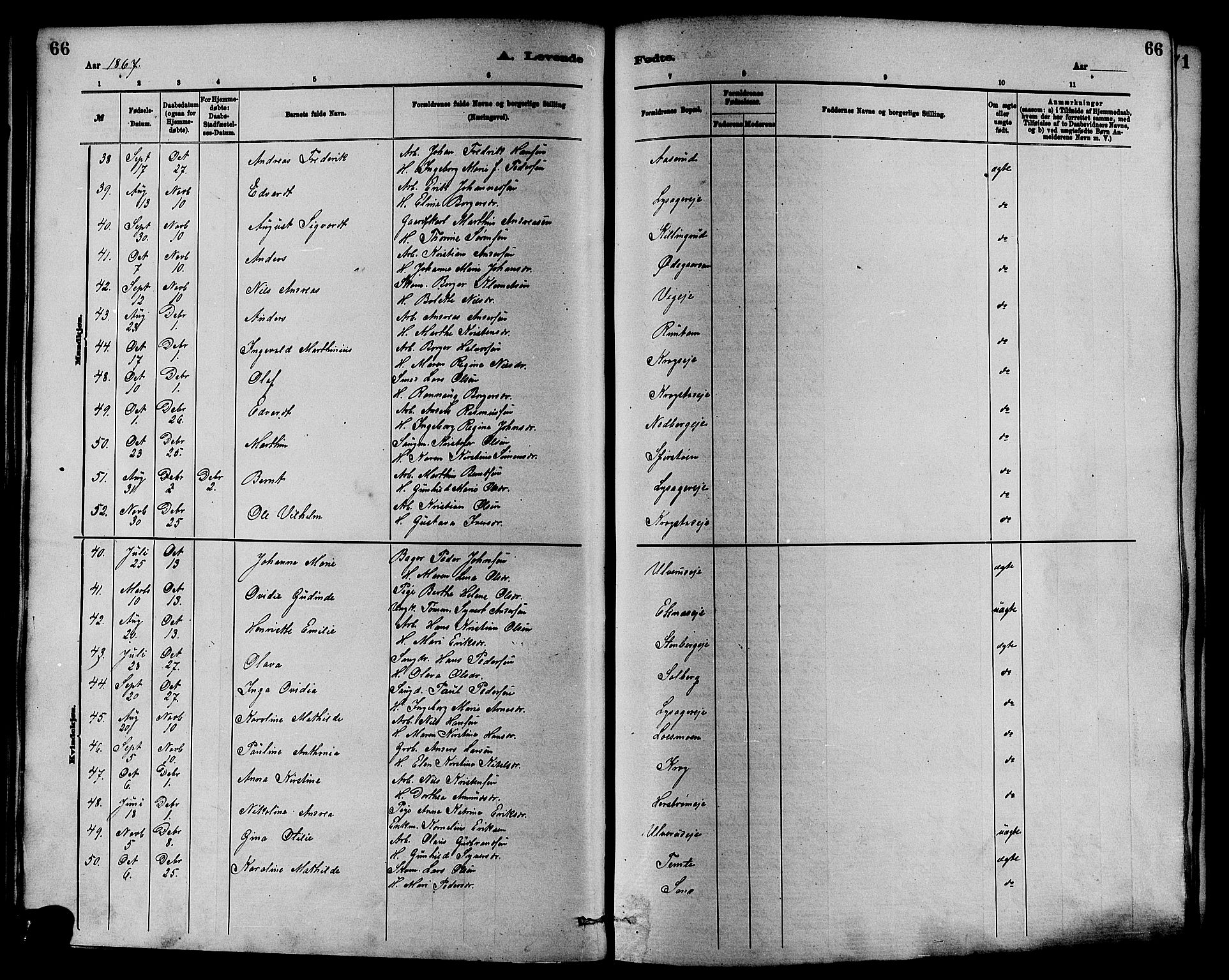 Nedre Eiker kirkebøker, SAKO/A-612/F/Fa/L0001: Parish register (official) no. 1, 1853-1877, p. 66