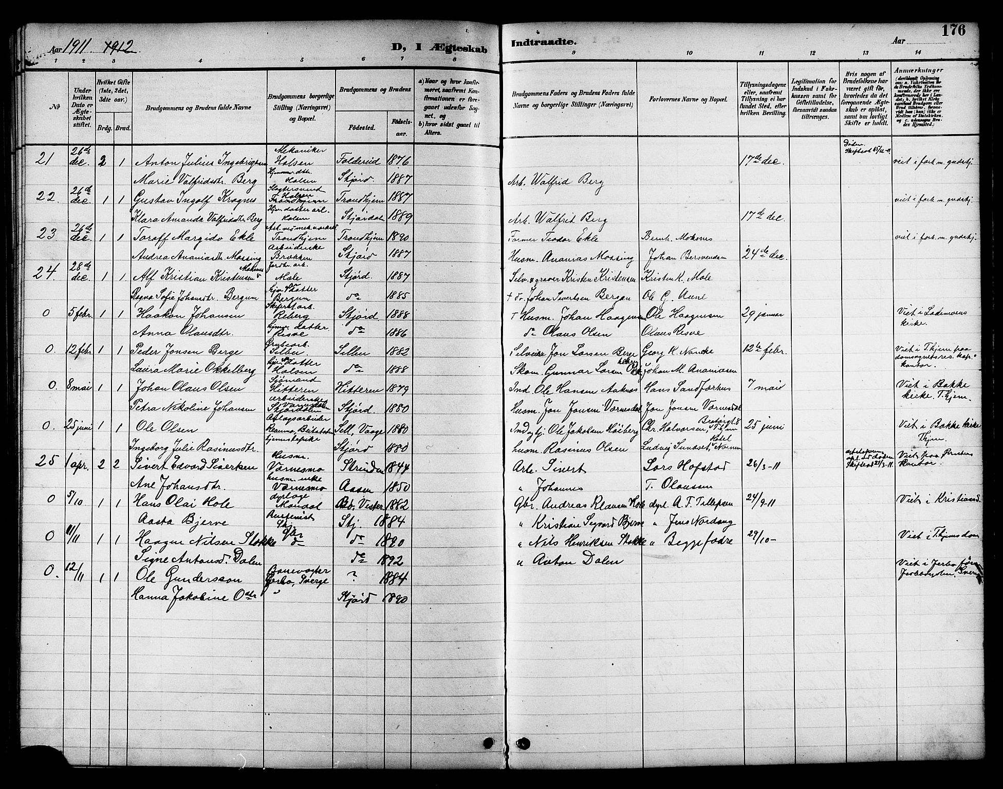 Ministerialprotokoller, klokkerbøker og fødselsregistre - Nord-Trøndelag, AV/SAT-A-1458/709/L0087: Parish register (copy) no. 709C01, 1892-1913, p. 176