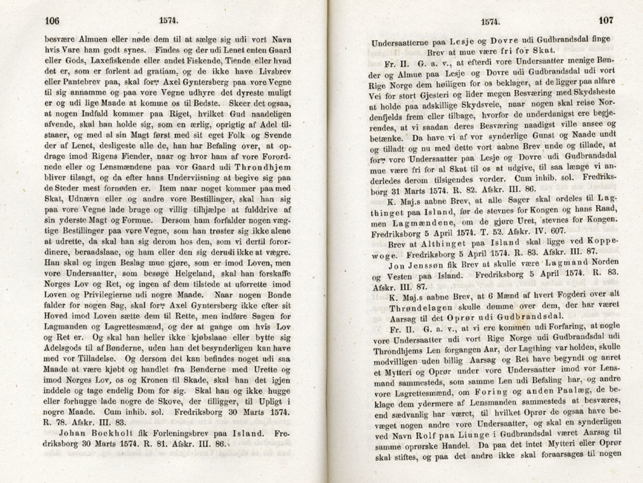 Publikasjoner utgitt av Det Norske Historiske Kildeskriftfond, PUBL/-/-/-: Norske Rigs-Registranter, bind 2, 1572-1588, p. 106-107