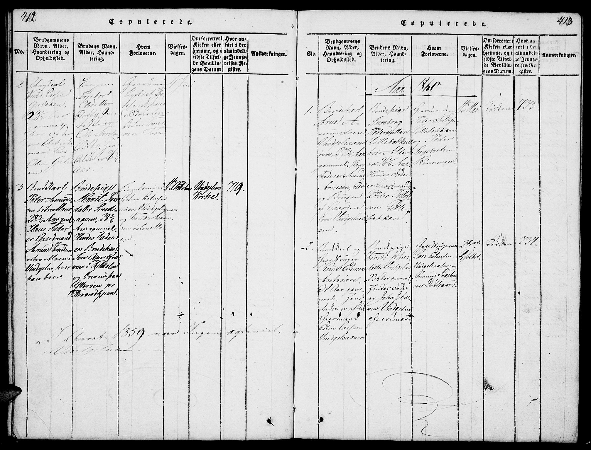 Tolga prestekontor, AV/SAH-PREST-062/L/L0003: Parish register (copy) no. 3, 1815-1862, p. 412-413